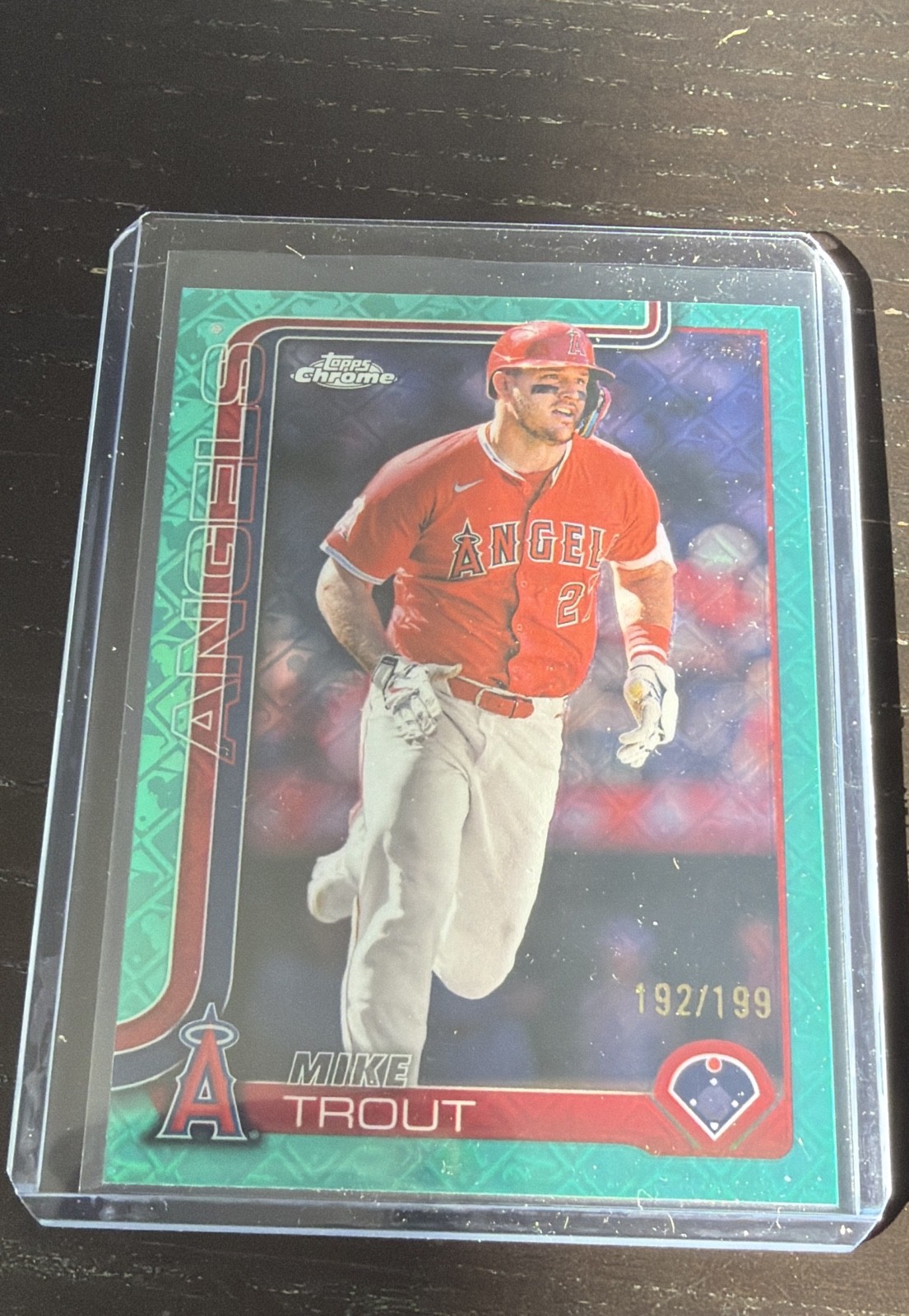 2025 Topps Chrome - Mike Trout #100 Aqua Refractor /199 2025 Topps Chrome - Mike Trout #100 Aqua Refractor /199
