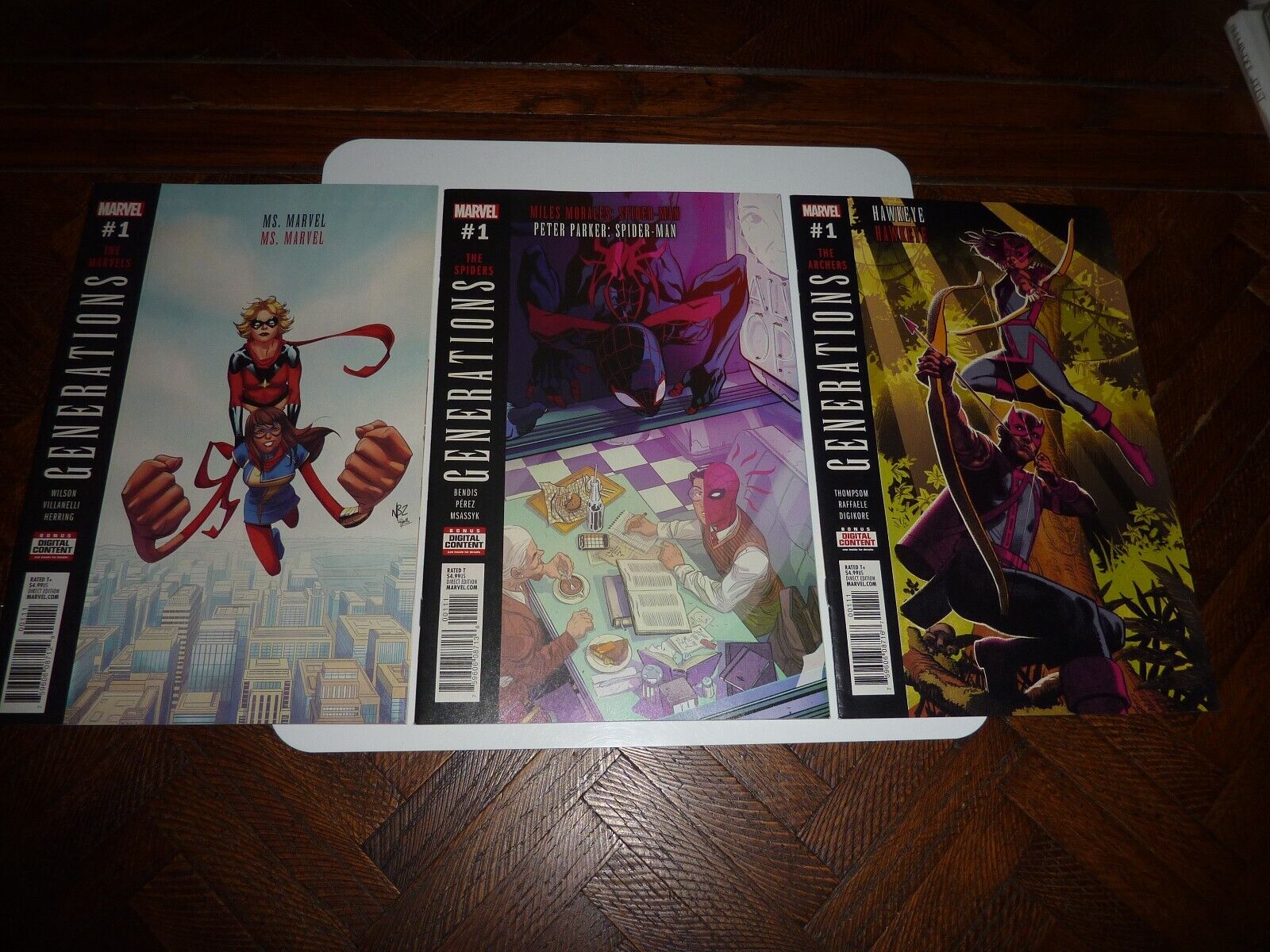 GENERATIONS #1 Marvel 2017 3 Issue Lot Miles Morales Ms. Marvel Hawkeye NM-