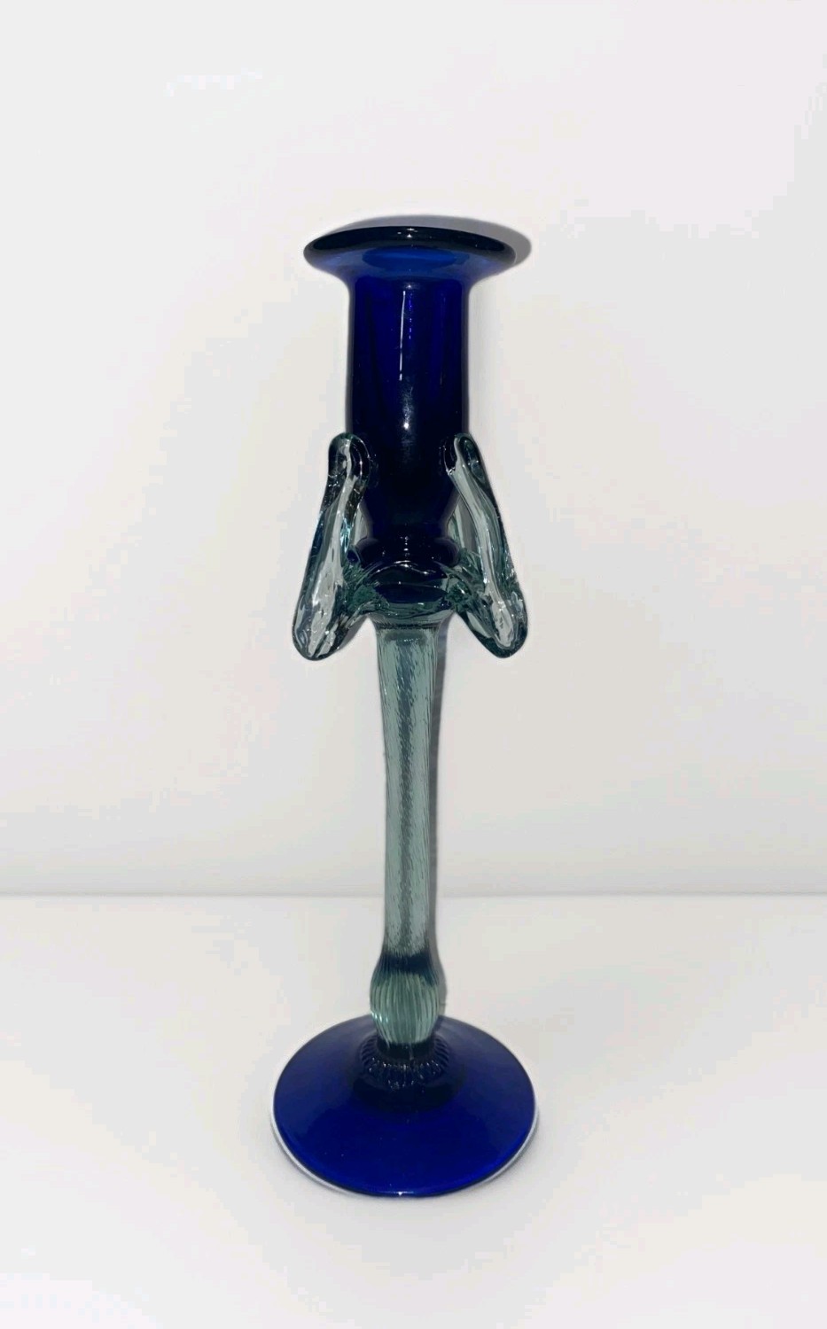 Vintage Baijab Russian Colblt Blue Handblown Glass Candle stick / Candle Holder Vintage Baijab Russian Colblt Blue Handblown Glass Candle stick / Candle Holder