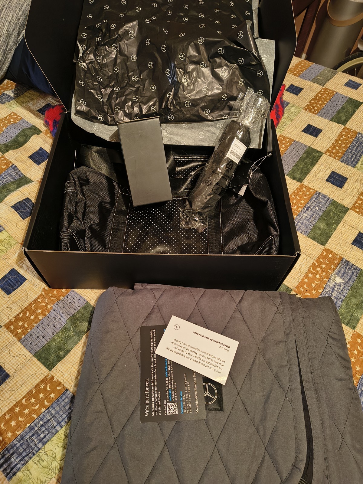 Genuine Mercedes-Benz Gift Box - Cup Umbrella Blanket & Duffel Bag - Black Genuine Mercedes-Benz Gift Box - Cup Umbrella Blanket & Duffel Bag - Black