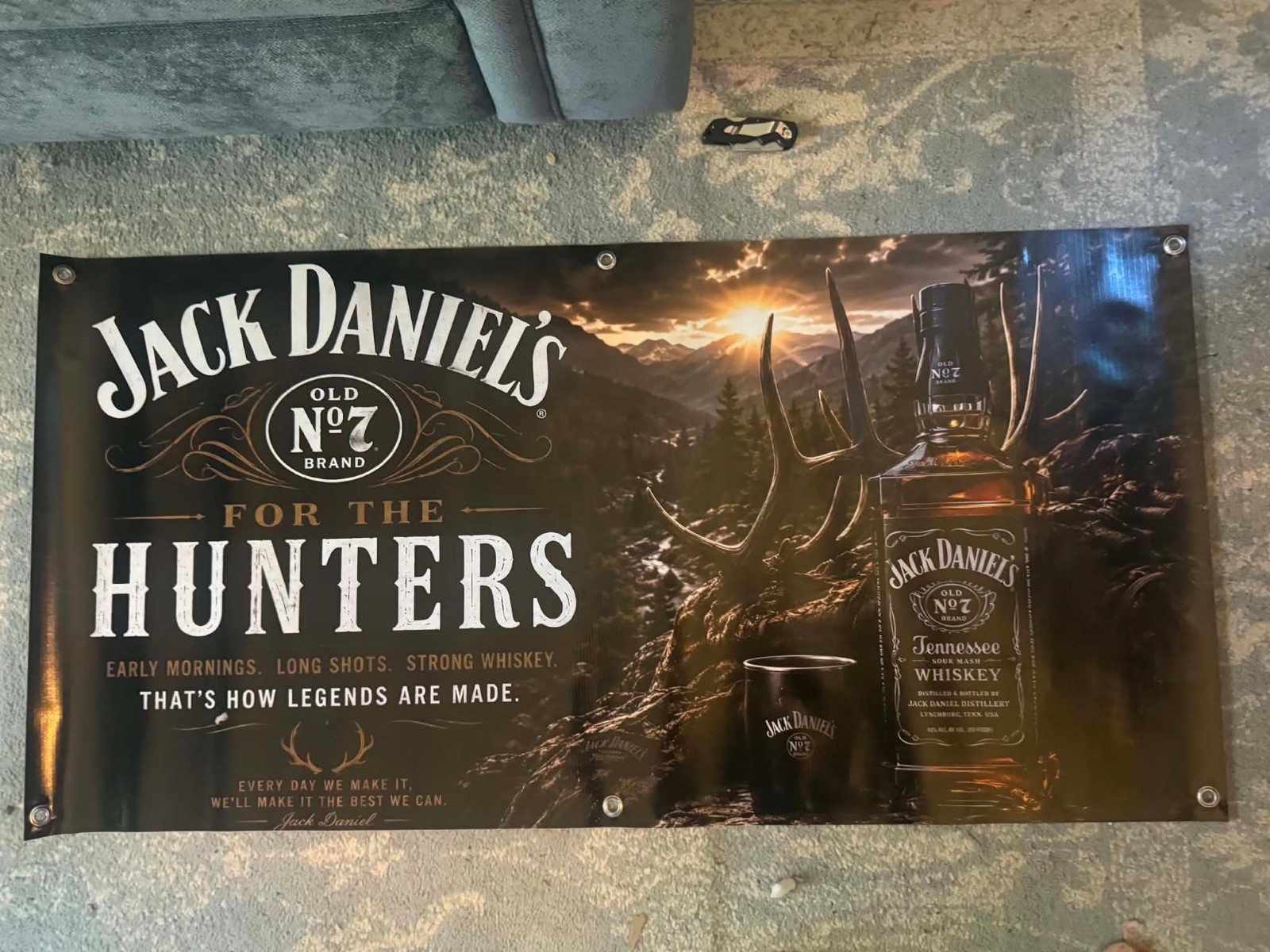 Jack Daniel’s Hunters Banner 48x24, Old No. 7 Tennessee Whiskey Hunting Camp Cab
