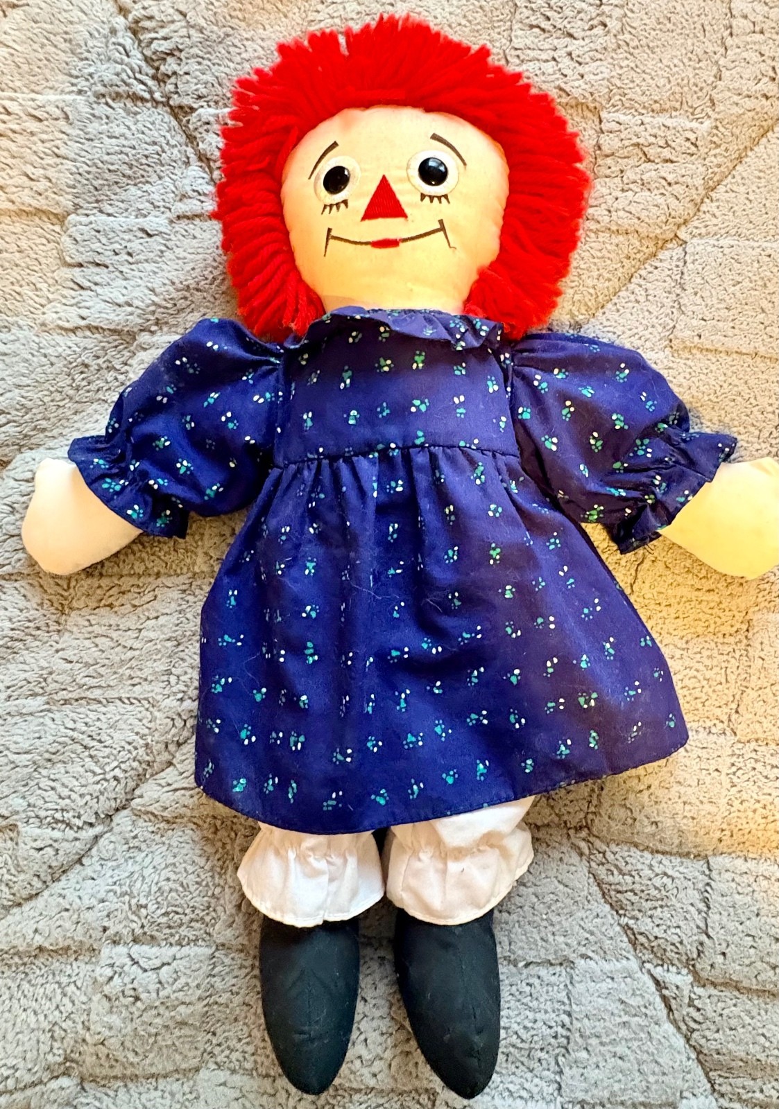 Vintage 1991 Applause Raggedy Ann Doll I Love You Heart Blue Dress Plush