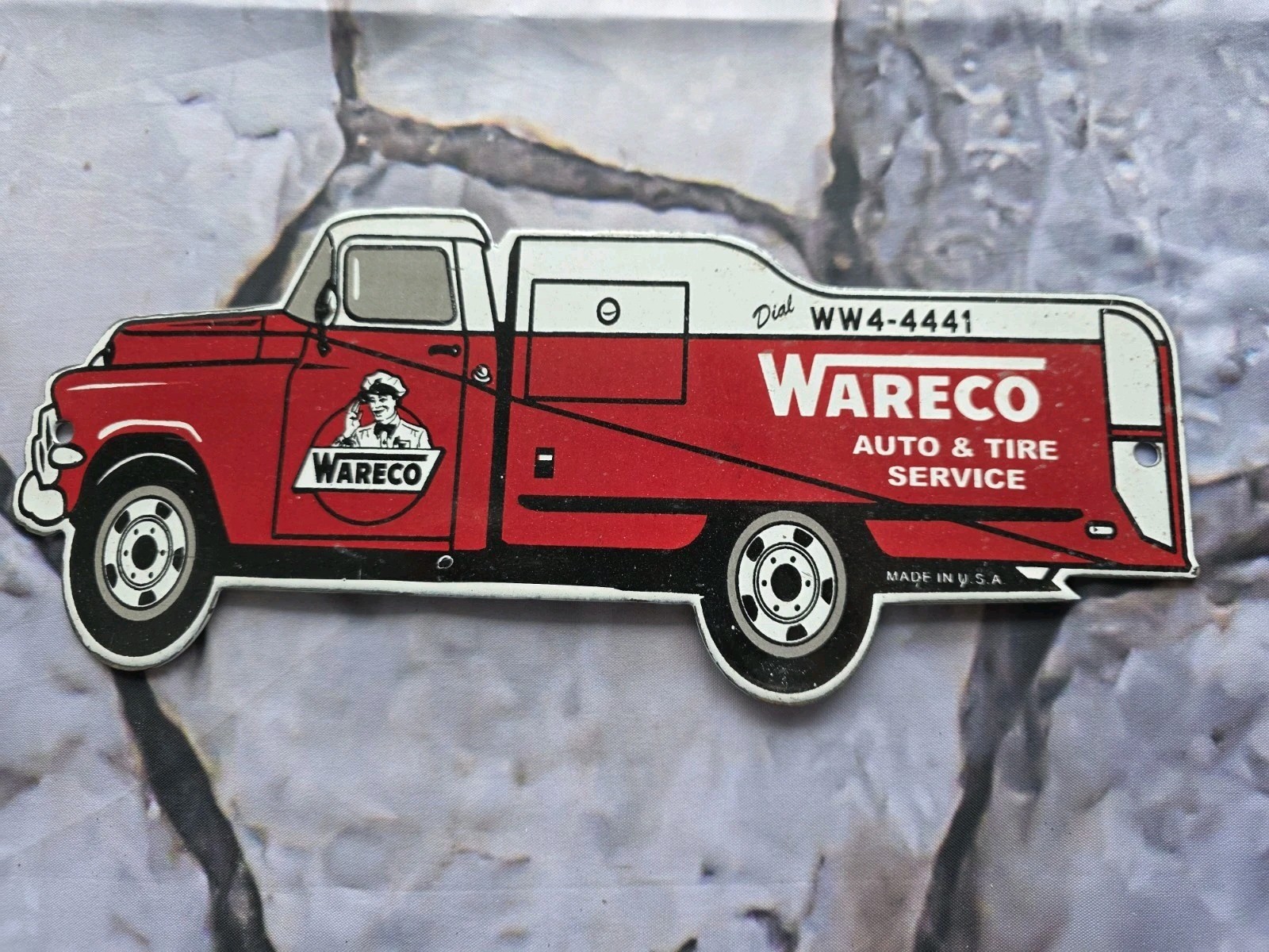 VINTAGE WARECO AUTO AND TIRE SERVICE PORCELAIN SIGN 12\ VINTAGE WARECO AUTO AND TIRE SERVICE PORCELAIN SIGN 12\
