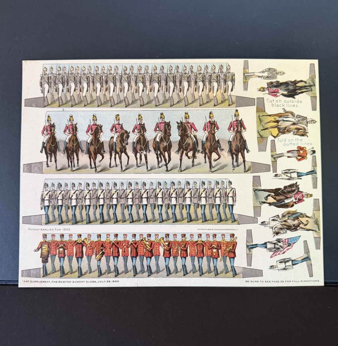 Rare Antique 1896 Boston Sunday Globe Paper Soldiers Supplement - UNCUT MILITARY Rare Antique 1896 Boston Sunday Globe Paper Soldiers Supplement - UNCUT MILITARY