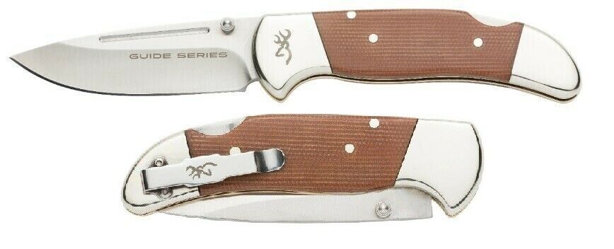 Browning Guide Series Lockback Folding Knife 14V28N Steel Blade Micarta Handle