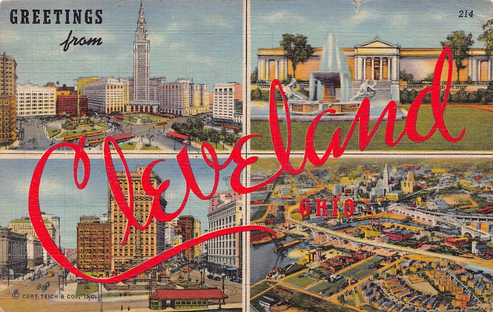1943 Cleveland Ohio Greetings From Large Letter (0B-H1851) Linen PC 1943 Cleveland Ohio Greetings From Large Letter (0B-H1851) Linen PC
