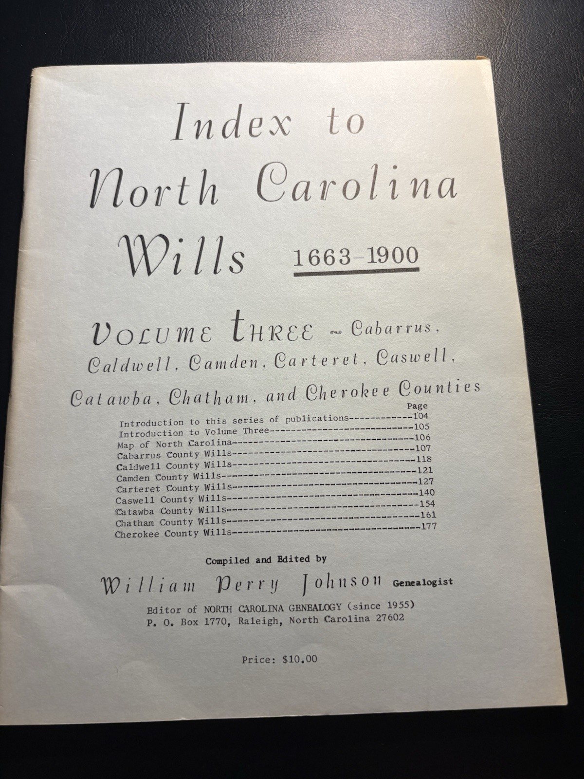 NC Wills 1663-1900 Vol 3 Cabarrus Caldwell Carteret Caswell Catawba Chatham