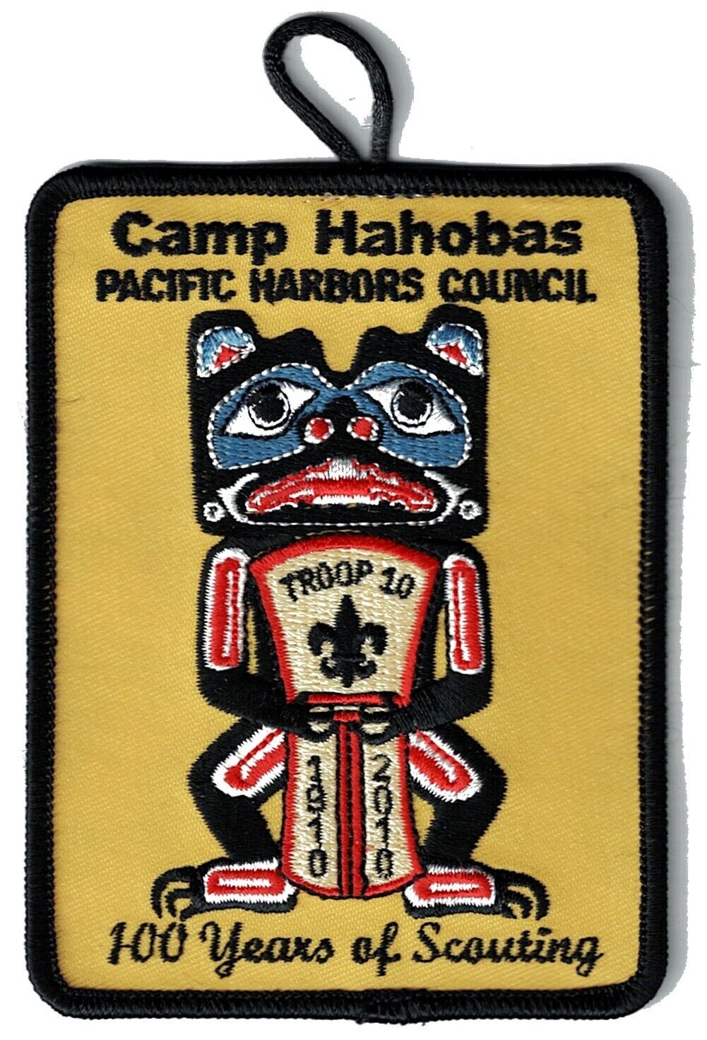Camp Hahobas 2010 patch - BSA 100th ANN - Troop 10 Pacific Harbors Council