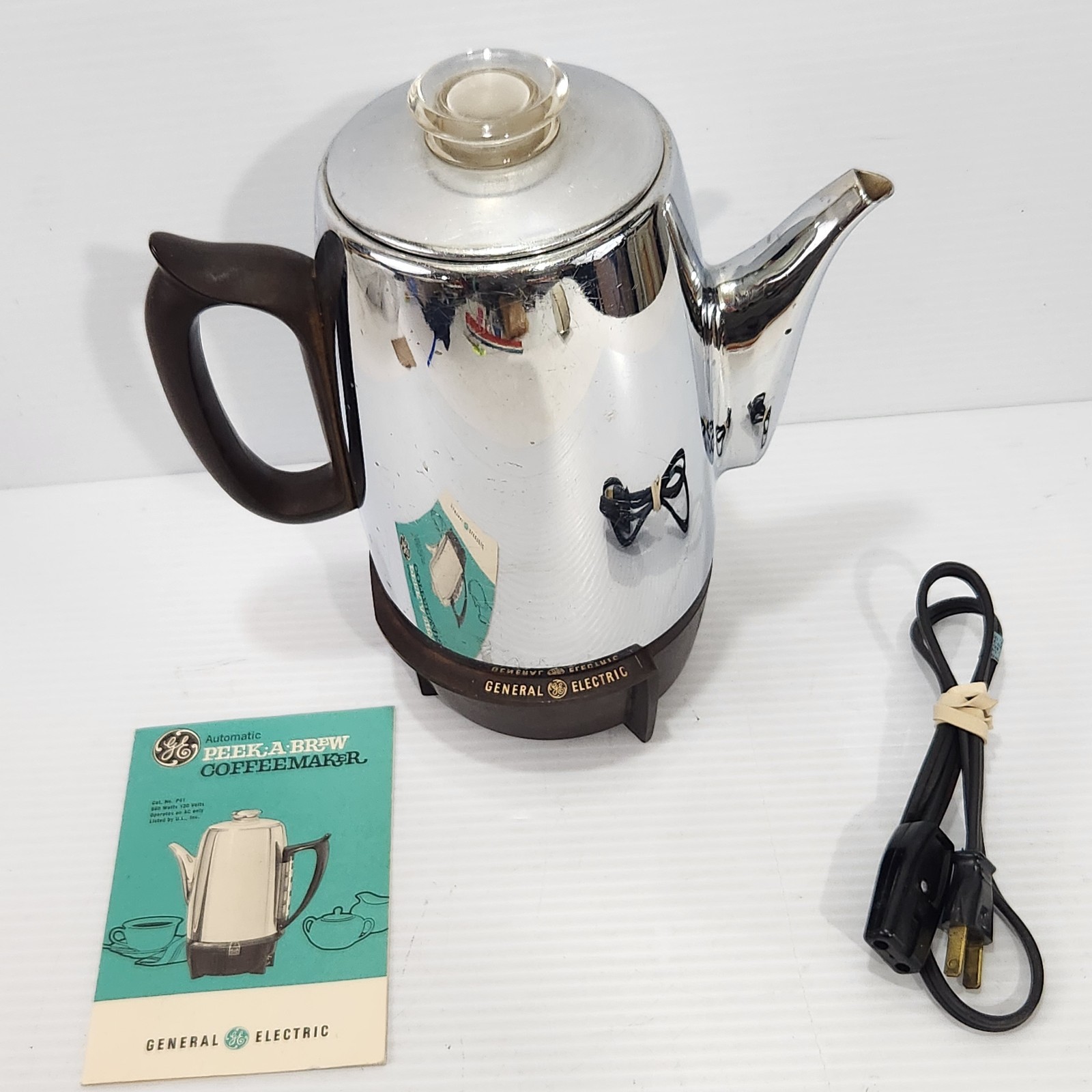General Electric Percolator Coffee Pot 75P31 GE P31 Maker Chrome VTG MCM 9 Cup General Electric Percolator Coffee Pot 75P31 GE P31 Maker Chrome VTG MCM 9 Cup