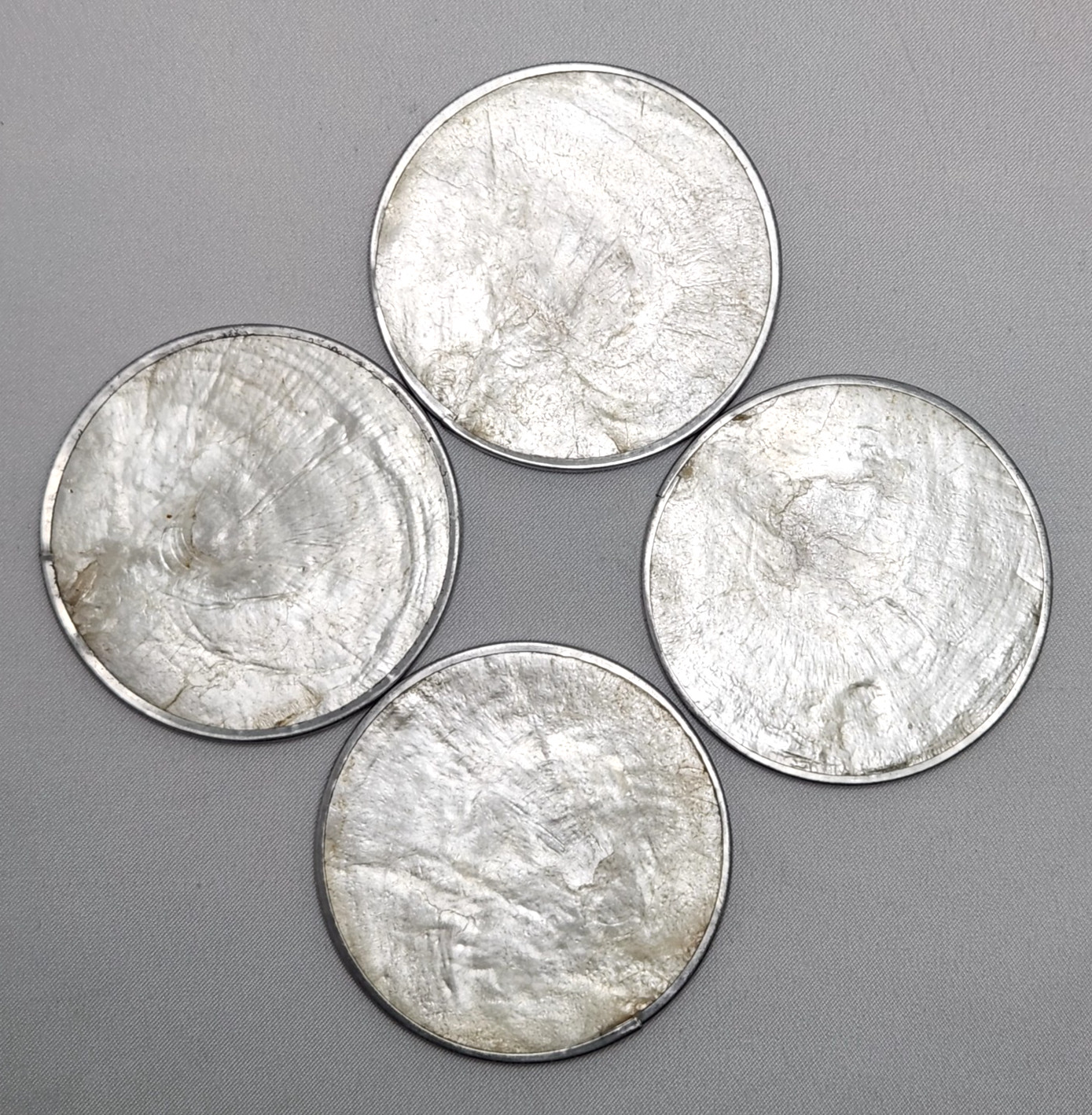 Vtg Set x4 Capiz Shell Coasters 3\ Vtg Set x4 Capiz Shell Coasters 3\