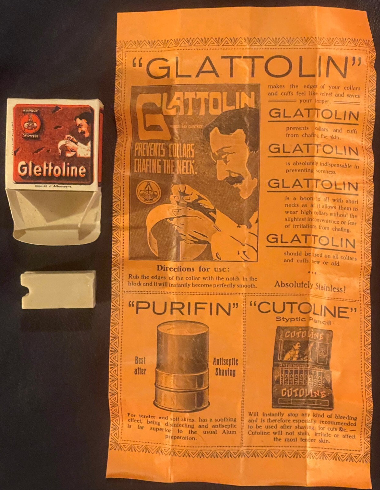Antique 1910s Glattolin Wax Collar Remedy To Improve Temper Unopened Box