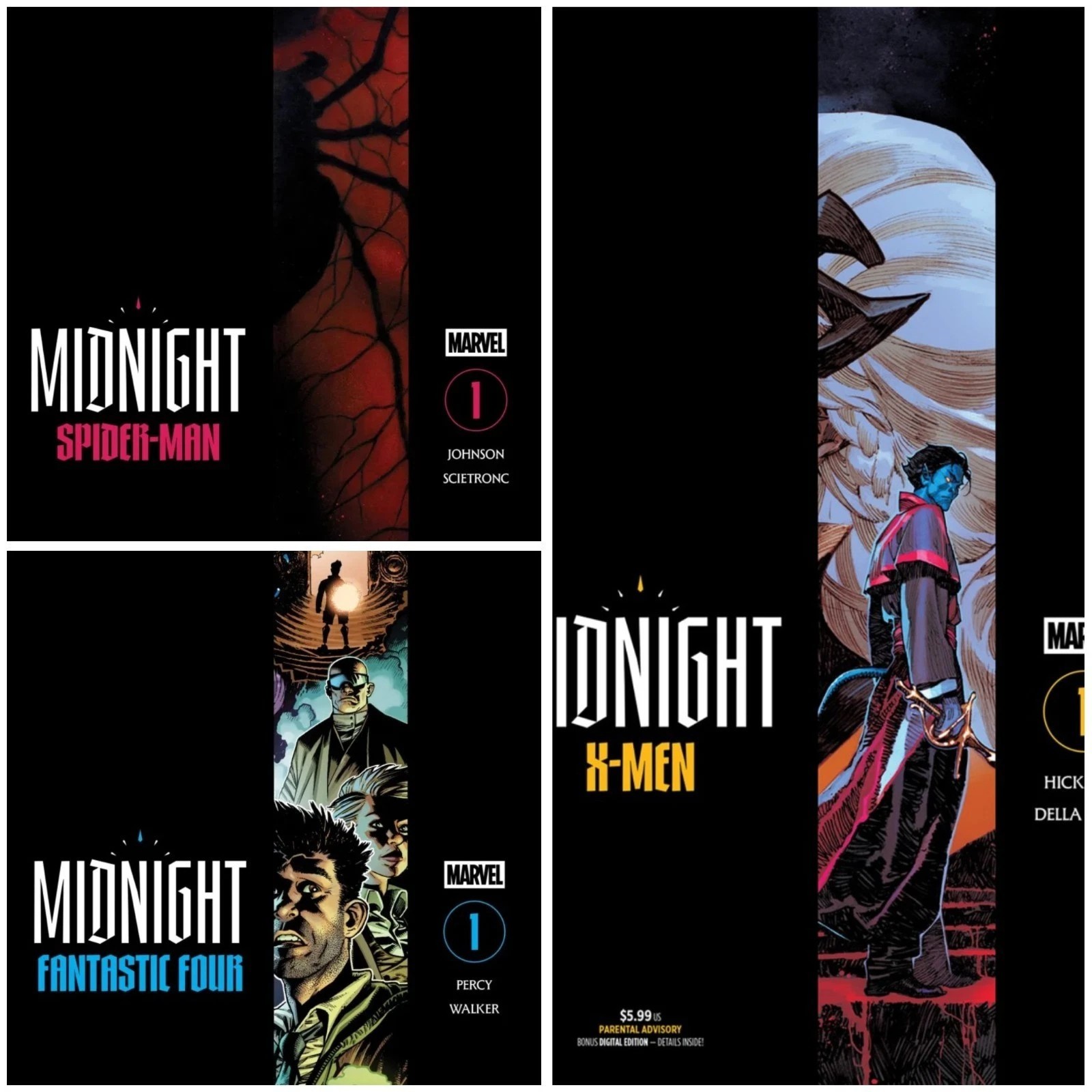 Set Of 3 Marvel Midnight #1 PRESALE 10/7 X-Men,Spider-Man,Fantastic Four