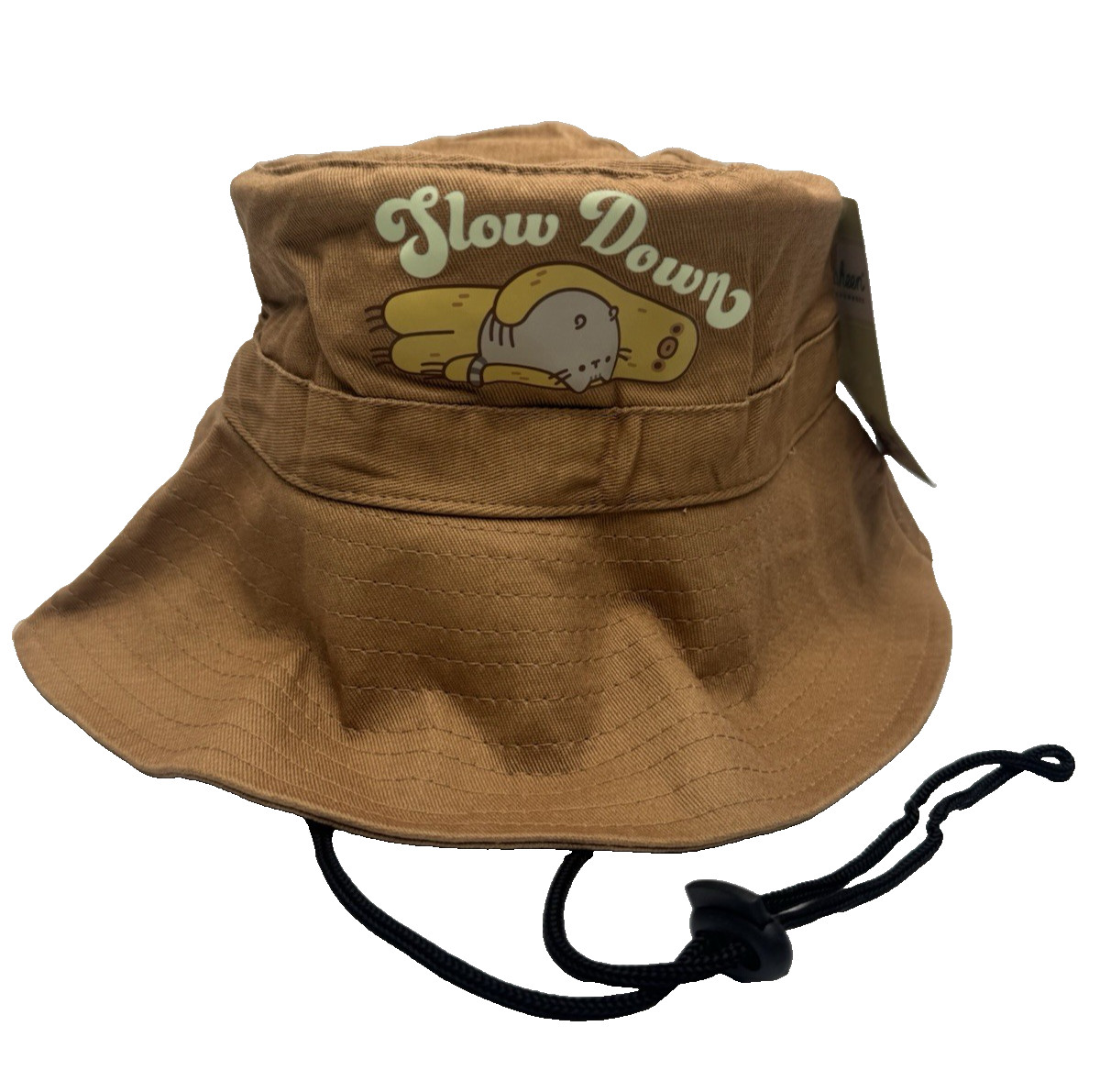 Pusheen Box Sun Bucket Garden Hat with Strap “Slow Down” Cat & Sloth Spring 2022 Pusheen Box Sun Bucket Garden Hat with Strap “Slow Down” Cat & Sloth Spring 2022