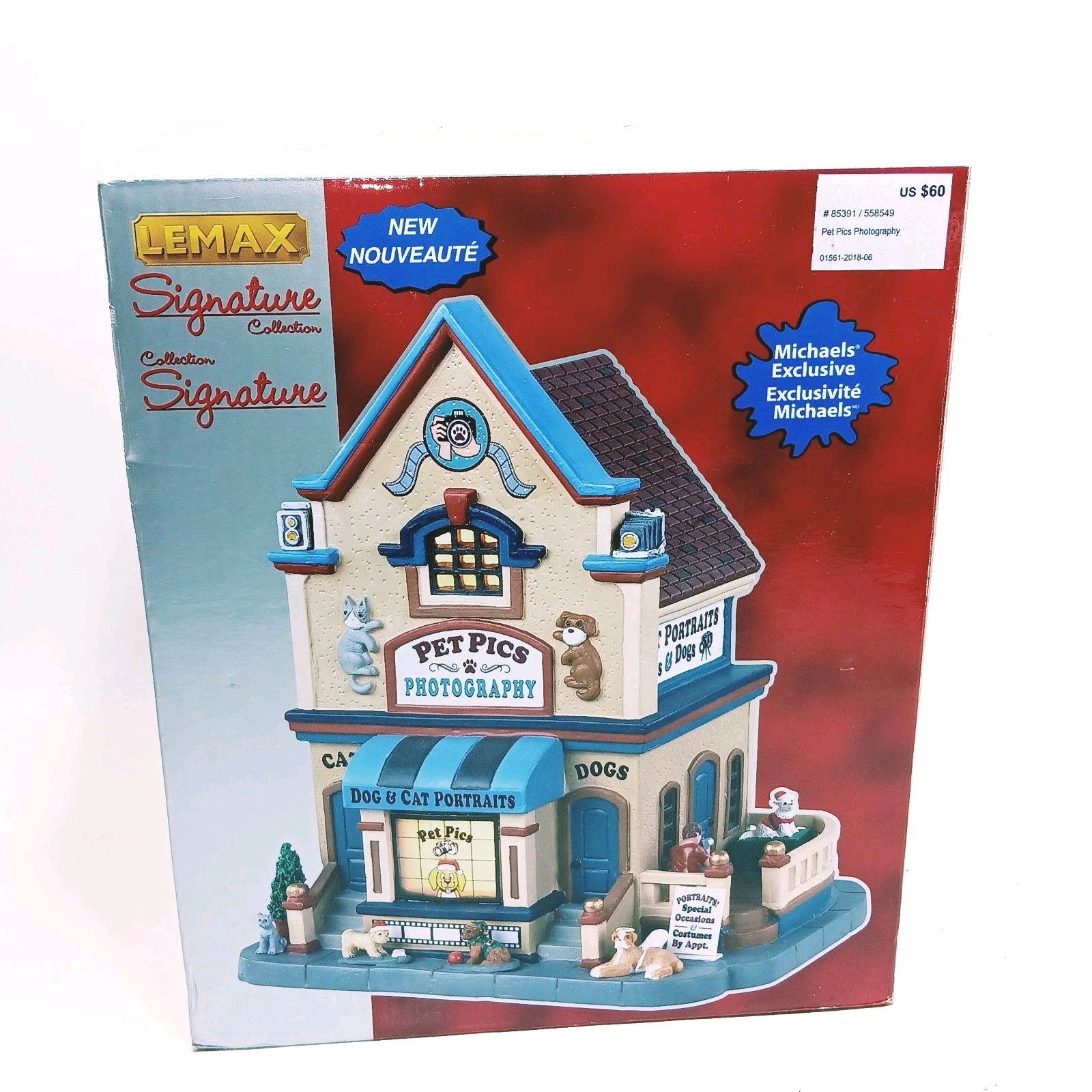 LEMAX Retired Christmas Village PET PICS PHOTOGRAPHY DOG & CAT PORTRAITS # 85391