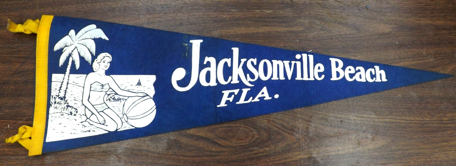 VINTAGE 1960s JACKSONVILLE BEACH FLORIDA PENNANT banner Bathing Beauty 26\ VINTAGE 1960s JACKSONVILLE BEACH FLORIDA PENNANT banner Bathing Beauty 26\