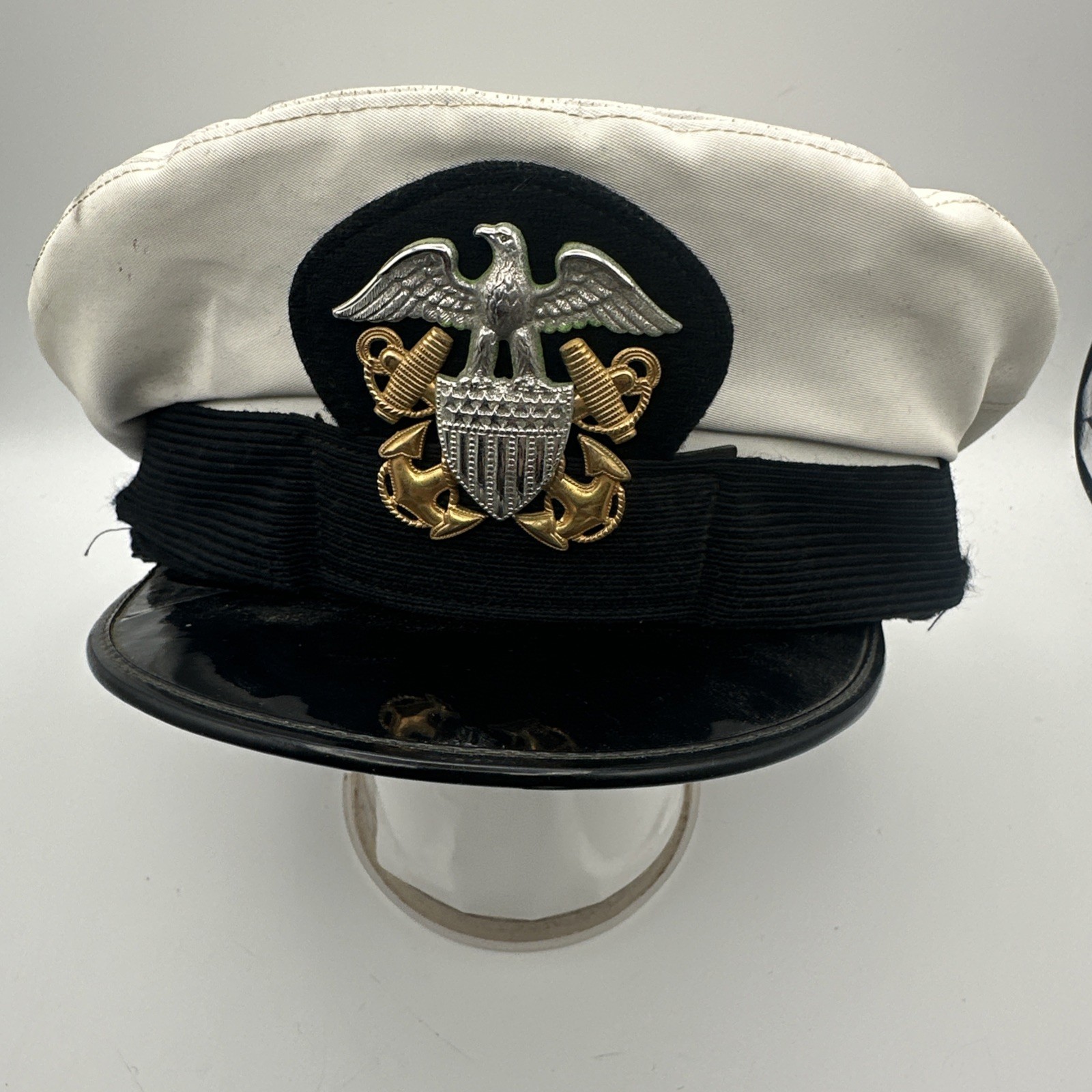  Vintage Wolf-Brown US Navy Officer Combination Cap - Stratosphere Weight 