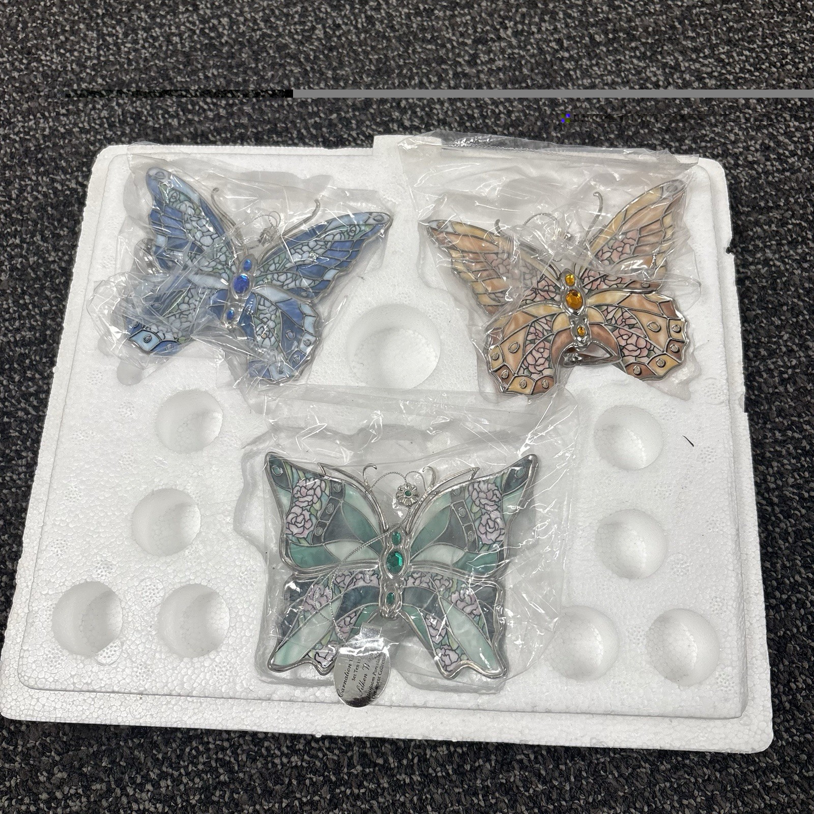Bradford Editions Lena Liu Butterfly Ornaments Lot of 3 COA Floral Greetings 95’ Bradford Editions Lena Liu Butterfly Ornaments Lot of 3 COA Floral Greetings 95’