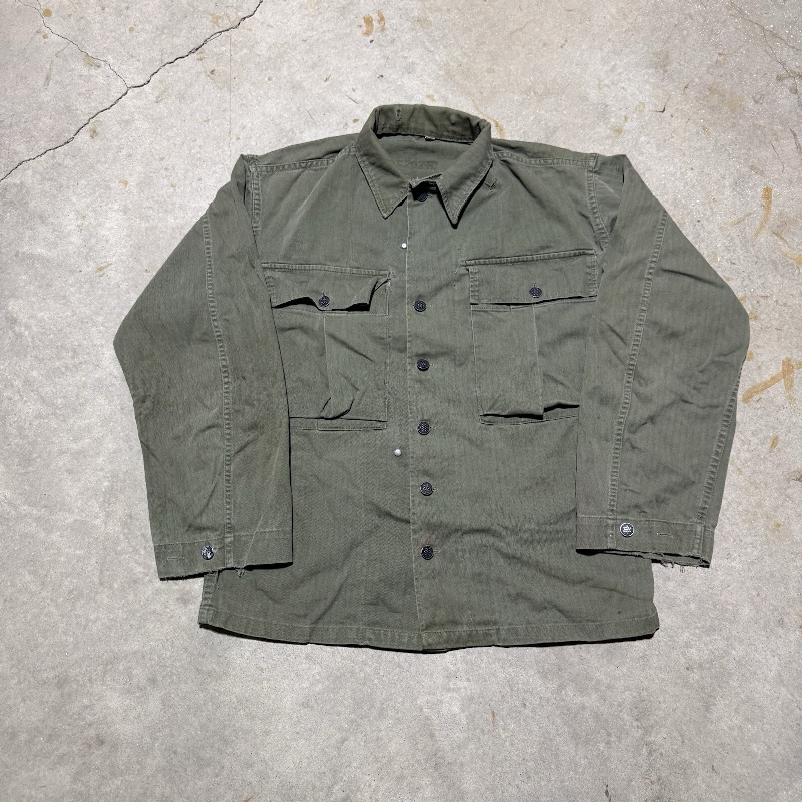 Vintage 1940s WW2 Military Army Jacket HBT 13 Star Field Jacket Size 36r Stencil