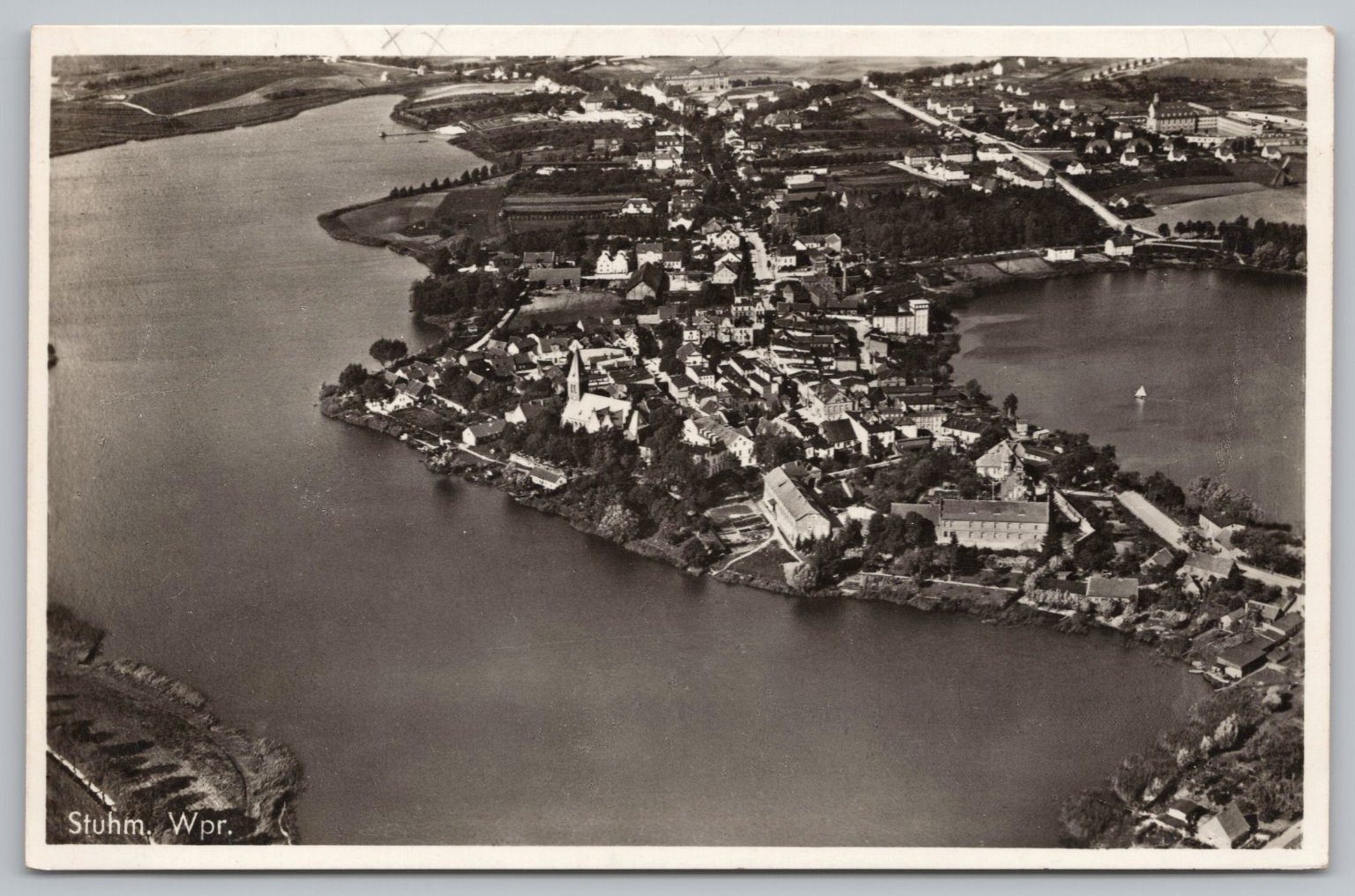 Stuhm West Prussia Aerial View 1934 Sztum Poland Postcard Hansa Luftbild RPPC