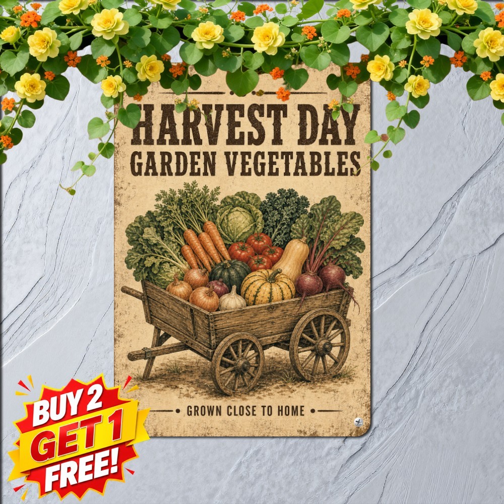 vintage farm fresh vegetables tin metal signs home