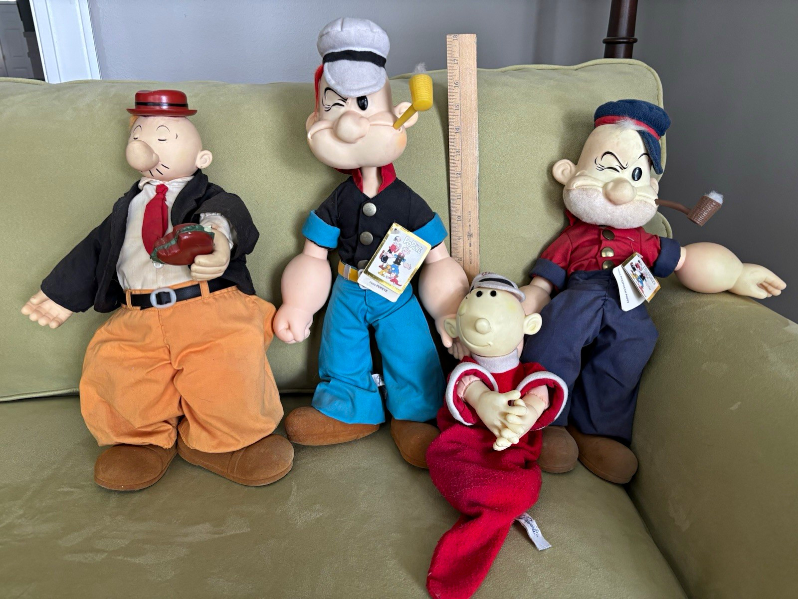 Popeye Tagged Plush Doll Lot Popeye Poop Deck Pappy Wimpy Swee'Pea . Large size. Popeye Tagged Plush Doll Lot Popeye Poop Deck Pappy Wimpy Swee'Pea . Large size.