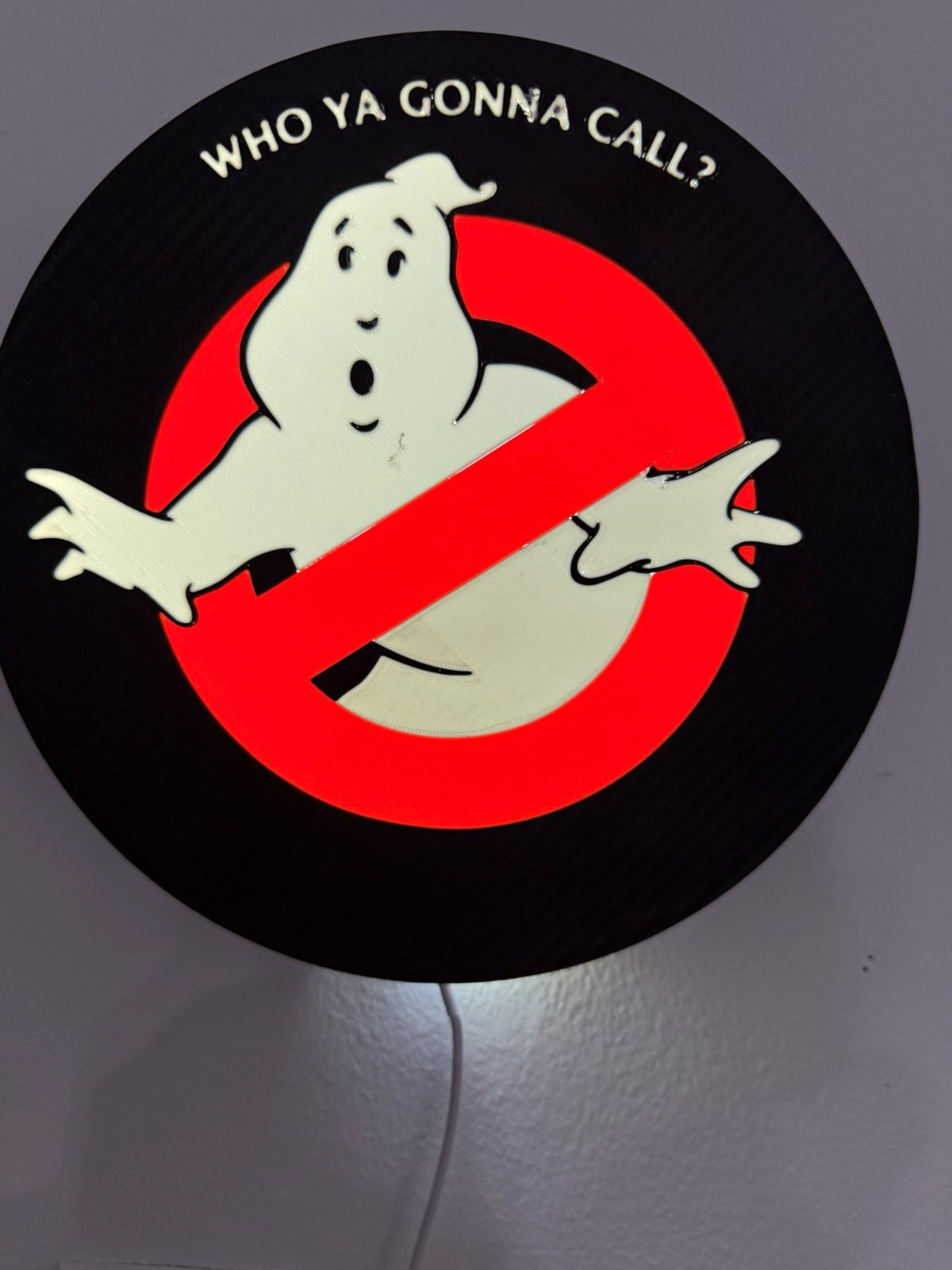 Ghostbusters Who Ya Gonna Call? Round Wall Light Sign Lamp, Black/Red/White Ghostbusters Who Ya Gonna Call? Round Wall Light Sign Lamp, Black/Red/White
