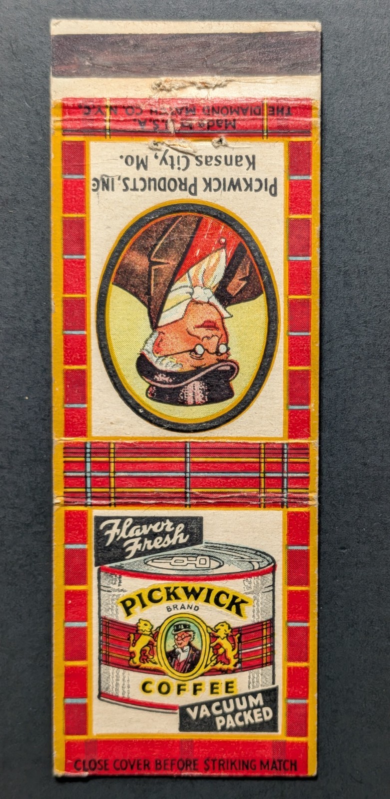 Vintage Pickwick Coffee Matchbook Cover Vintage Pickwick Coffee Matchbook Cover