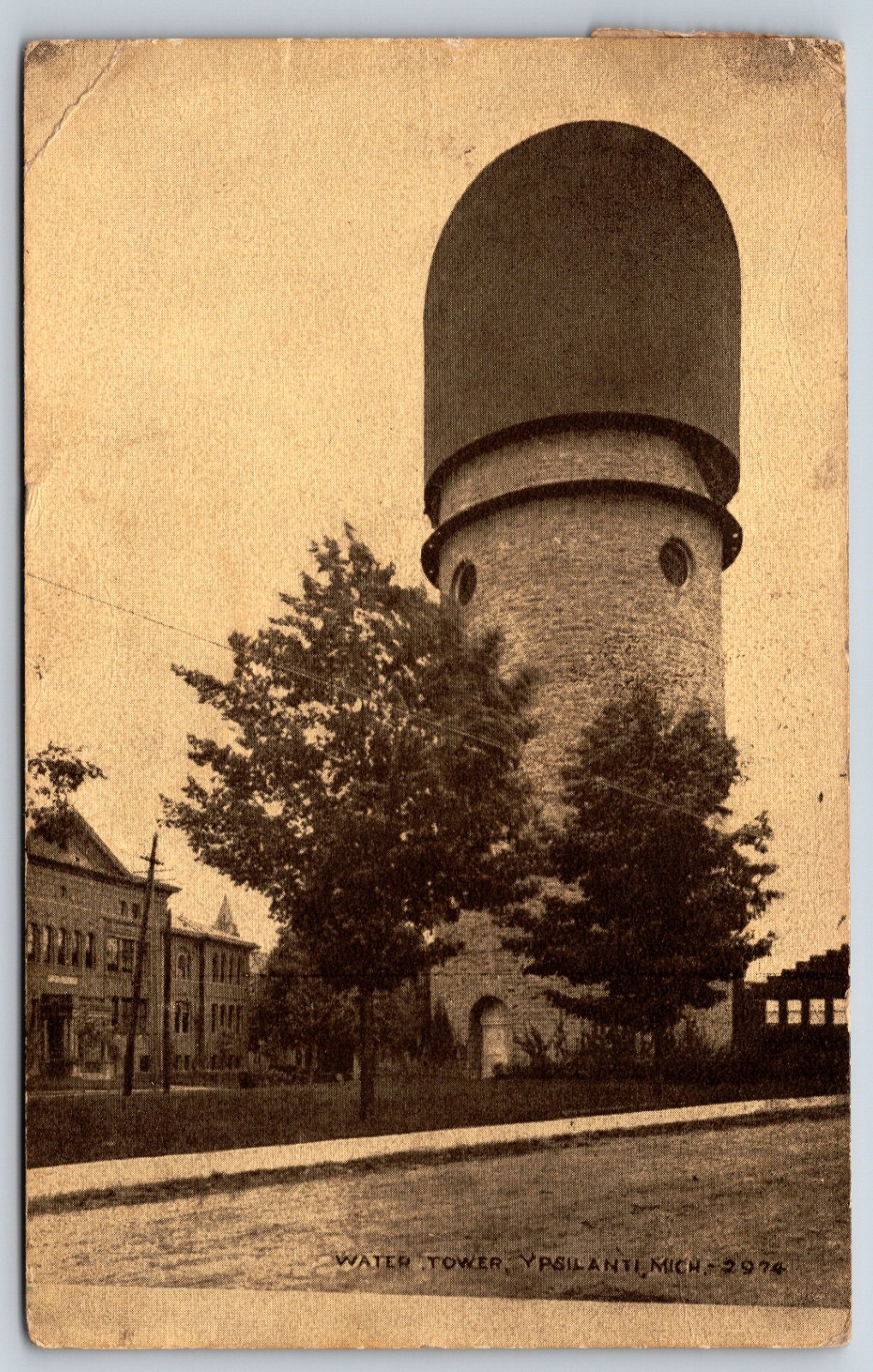 Postcard Ypsilanti Water Tower, Ypsilanti Michigan Posted 1912