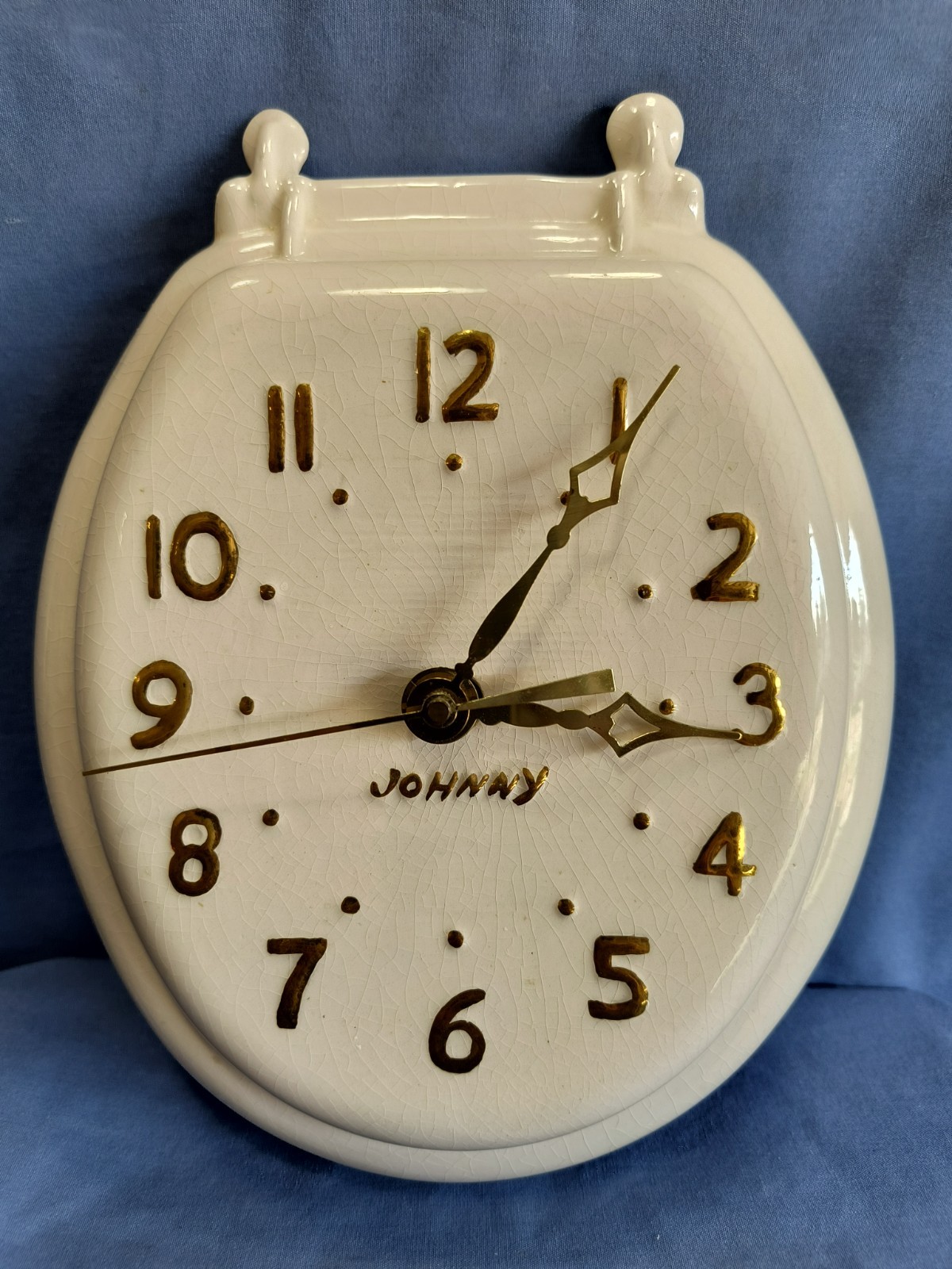 Vintage Johnny Toilet Seat Clock Novelty Ceramic Non-Running Vintage Johnny Toilet Seat Clock Novelty Ceramic Non-Running