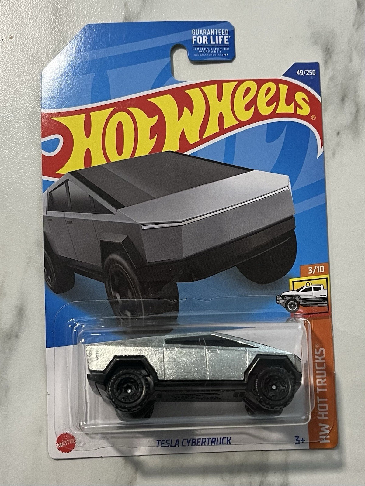 2022 Hot Wheels Tesla Cybertruck Silver HW Hot Trucks 3/10 49/250 2022 Hot Wheels Tesla Cybertruck Silver HW Hot Trucks 3/10 49/250