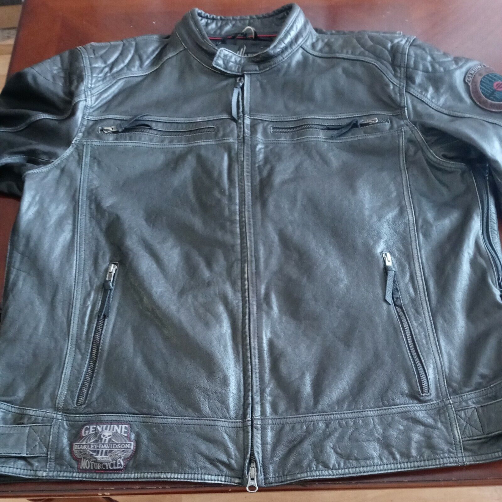 NWTs Harley Davidson Men\'s Buffalo Leather #1 SKULL  HD Leather Jacket SIZE SMAL
