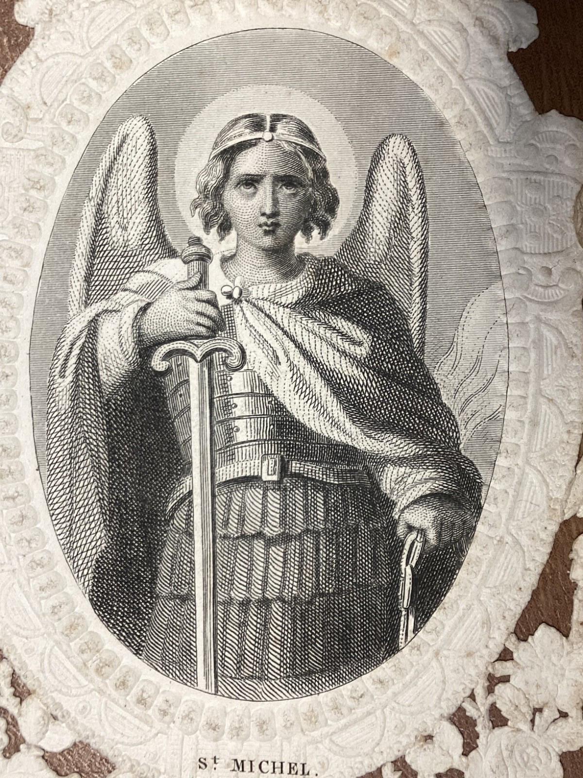 Antique Holy Card Archangel St Michael c 1850’s Religious Print Antique Holy Card Archangel St Michael c 1850’s Religious Print
