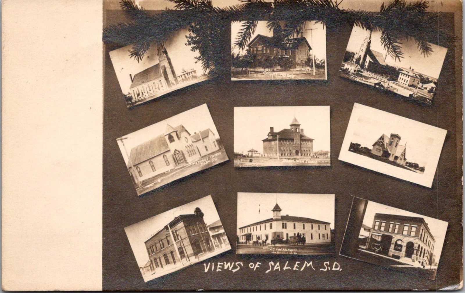 1913 RPPC Postcard 9 Views of Salem SD - Churches, High School, Businesses (B7) 1913 RPPC Postcard 9 Views of Salem SD - Churches, High School, Businesses (B7)