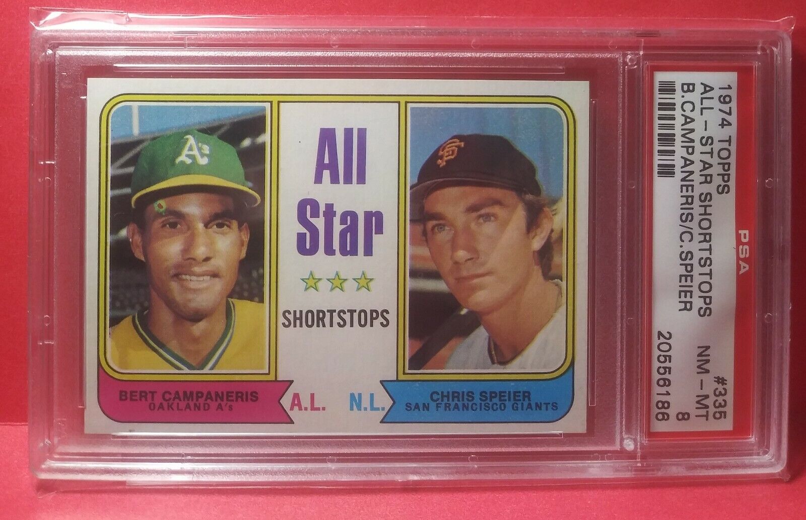 1974 Topps All Star Shortstops Card #335  PSA 8   Bert Campaneris  