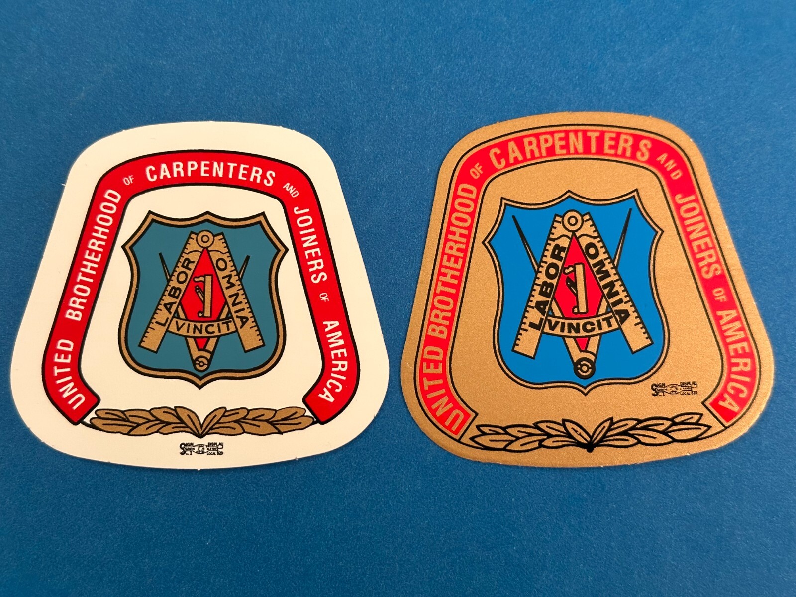 UNITED BROTHERHOOD of CARPENTERS FULL COLOR VINYL HARDHAT DECALS 