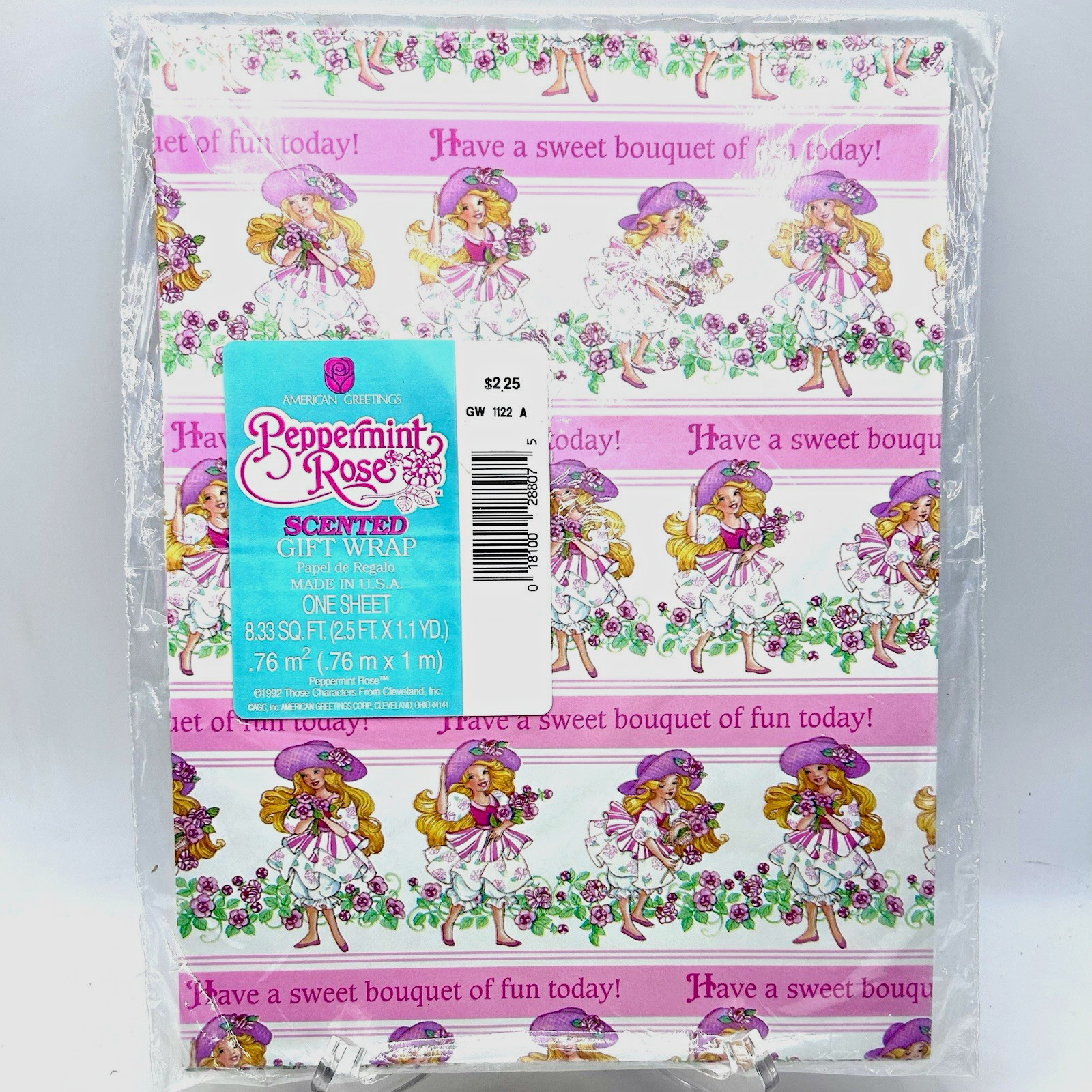 Vtg 1992 Peppermint Rose Scented Gift Wrap Paper American Greetings Sealed NOS Vtg 1992 Peppermint Rose Scented Gift Wrap Paper American Greetings Sealed NOS