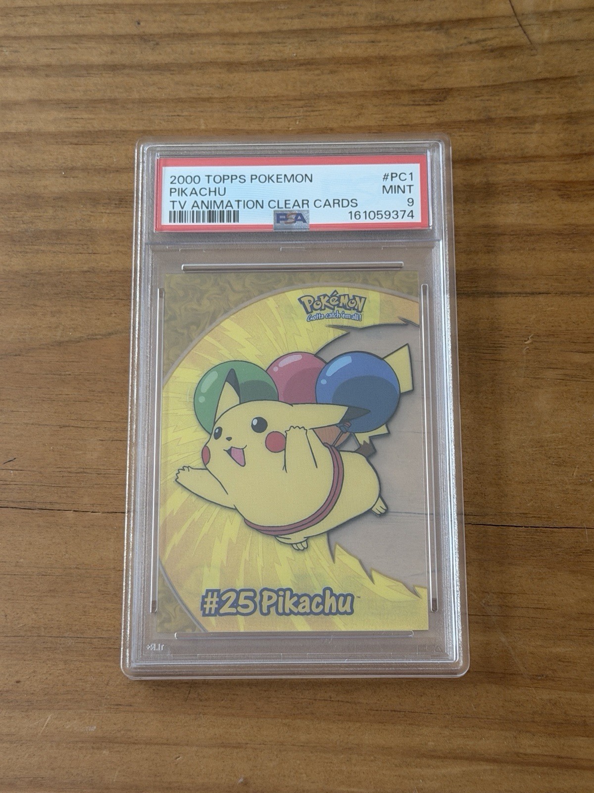Topps 2000 Pokémon TV Animation Clear Cards Pikachu #PC1 #25 PSA 9
