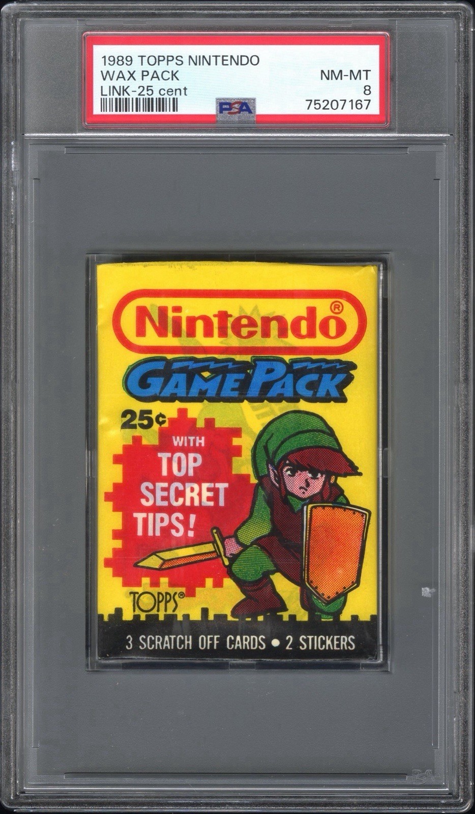 Topps 1989 Nintendo WAX PACK Legend of Zelda Link Sticker PSA 8 NM-MT Topps 1989 Nintendo WAX PACK Legend of Zelda Link Sticker PSA 8 NM-MT