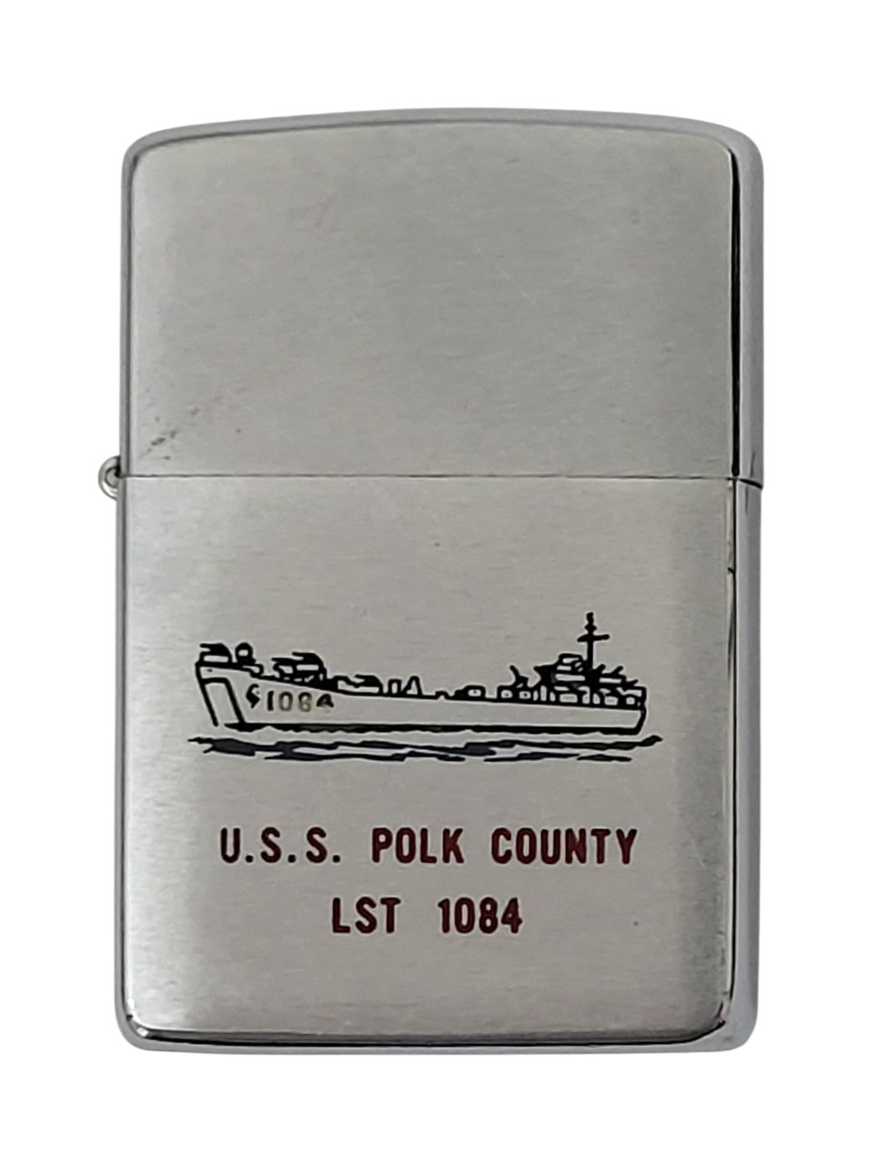 1966 Zippo U.S.S. Poke County LST 1084 PAT.2517191 Matching Insert Lighter RARE