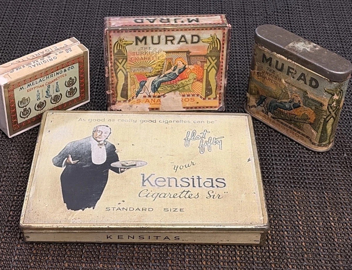 Vintage Murad Melachrino Kensitas Cigarette Tin/ Box Vintage Lot Of 4 Vintage Murad Melachrino Kensitas Cigarette Tin/ Box Vintage Lot Of 4