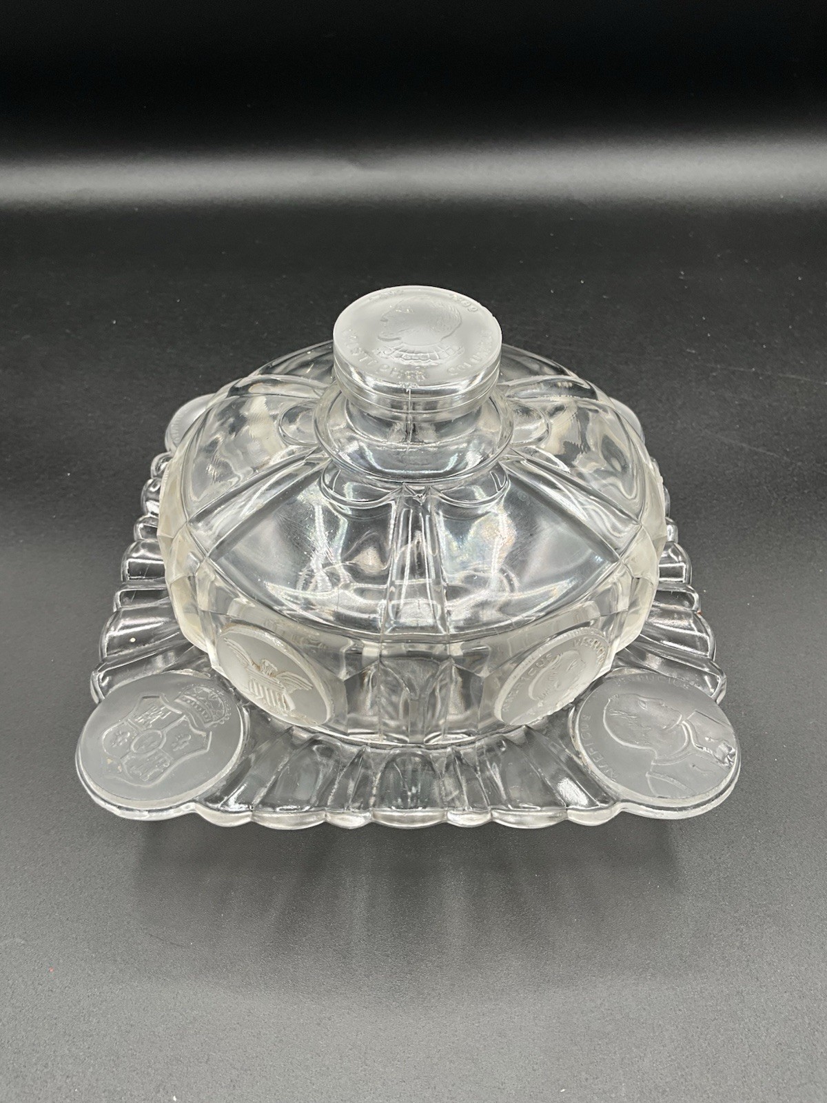 RARE FIND Antique 1892 EAPG U.S. Glass Co Coin Pattern Butter Dish RARE FIND Antique 1892 EAPG U.S. Glass Co Coin Pattern Butter Dish