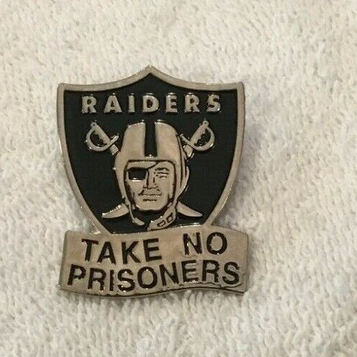 Las Vegas / Oakland RAIDERS Metal Enamel Hat / Lapel Pin TAKE NO PRISONERS Las Vegas / Oakland RAIDERS Metal Enamel Hat / Lapel Pin TAKE NO PRISONERS