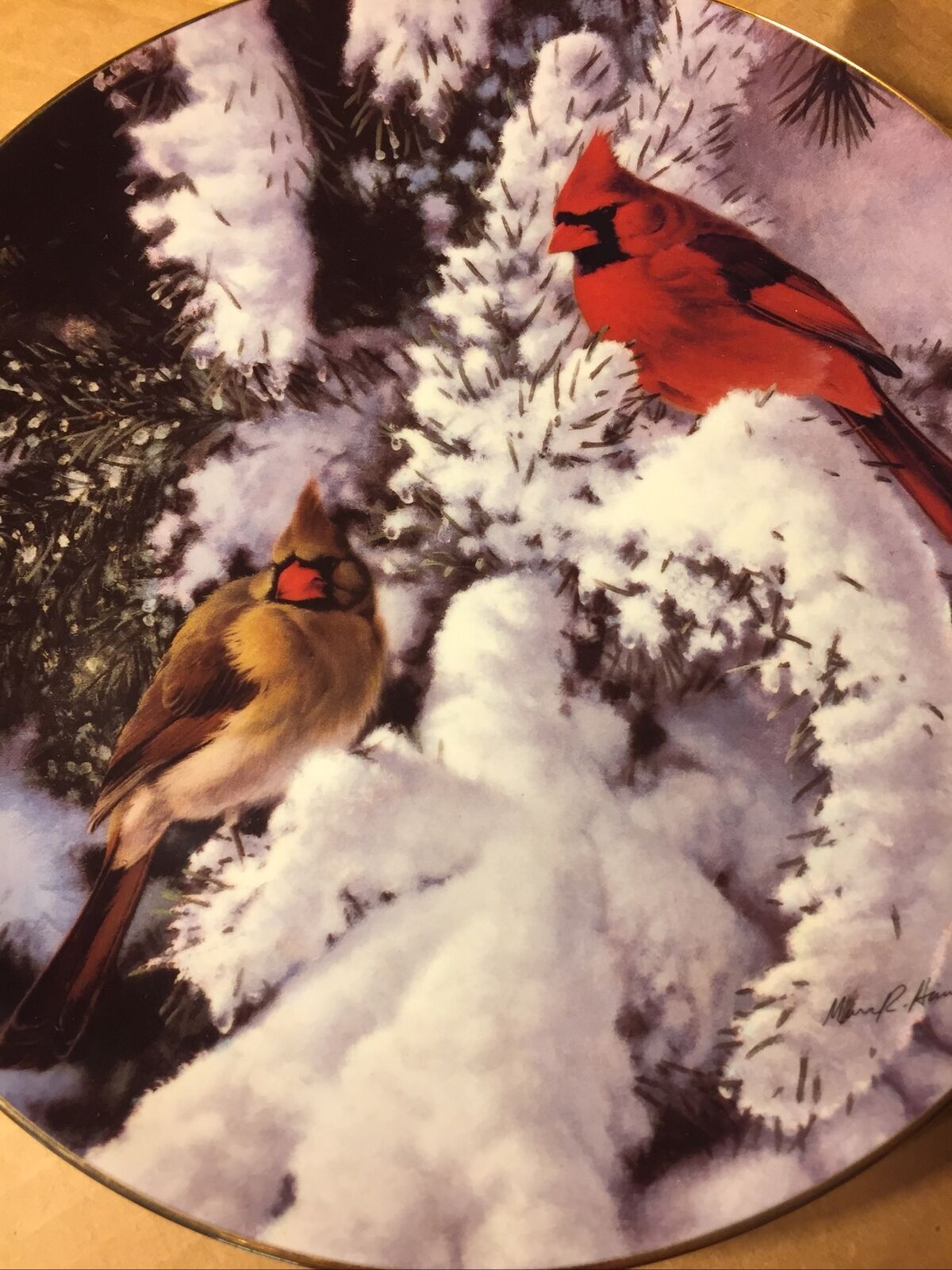 Marc Hanson “ Late Snow-Cardinals,,“1991,# 5474, Wild Wings,No  Certificate.