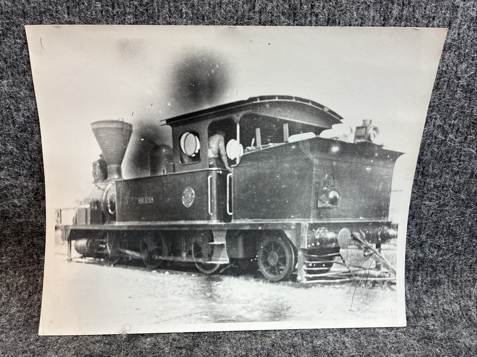 Vtg 8x10 B&W Photo Narrow Guage Industrial Tank Steam Locomotive Engine