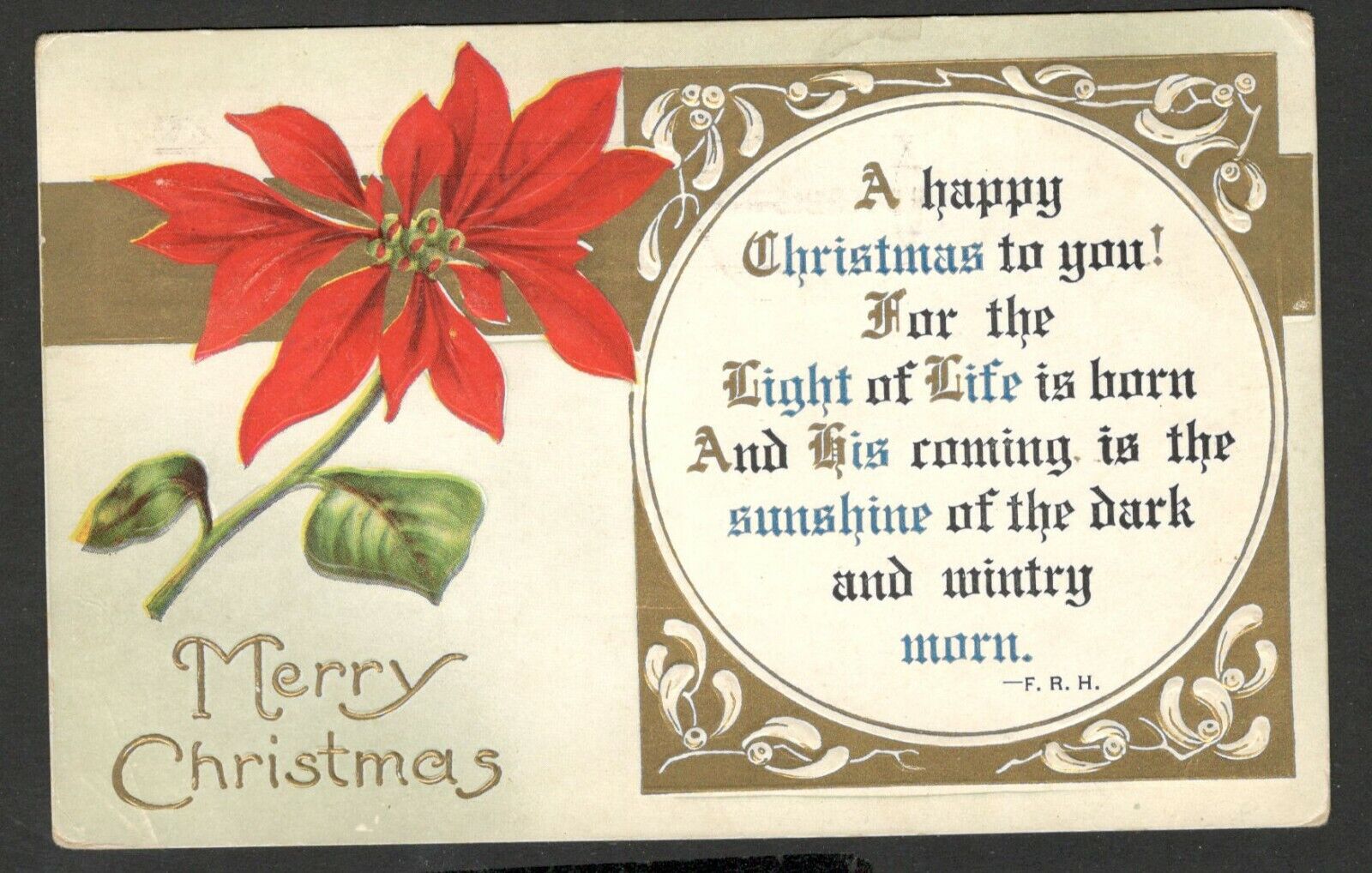 USA - Old Christmas greetings postcard - 1912.  (45)