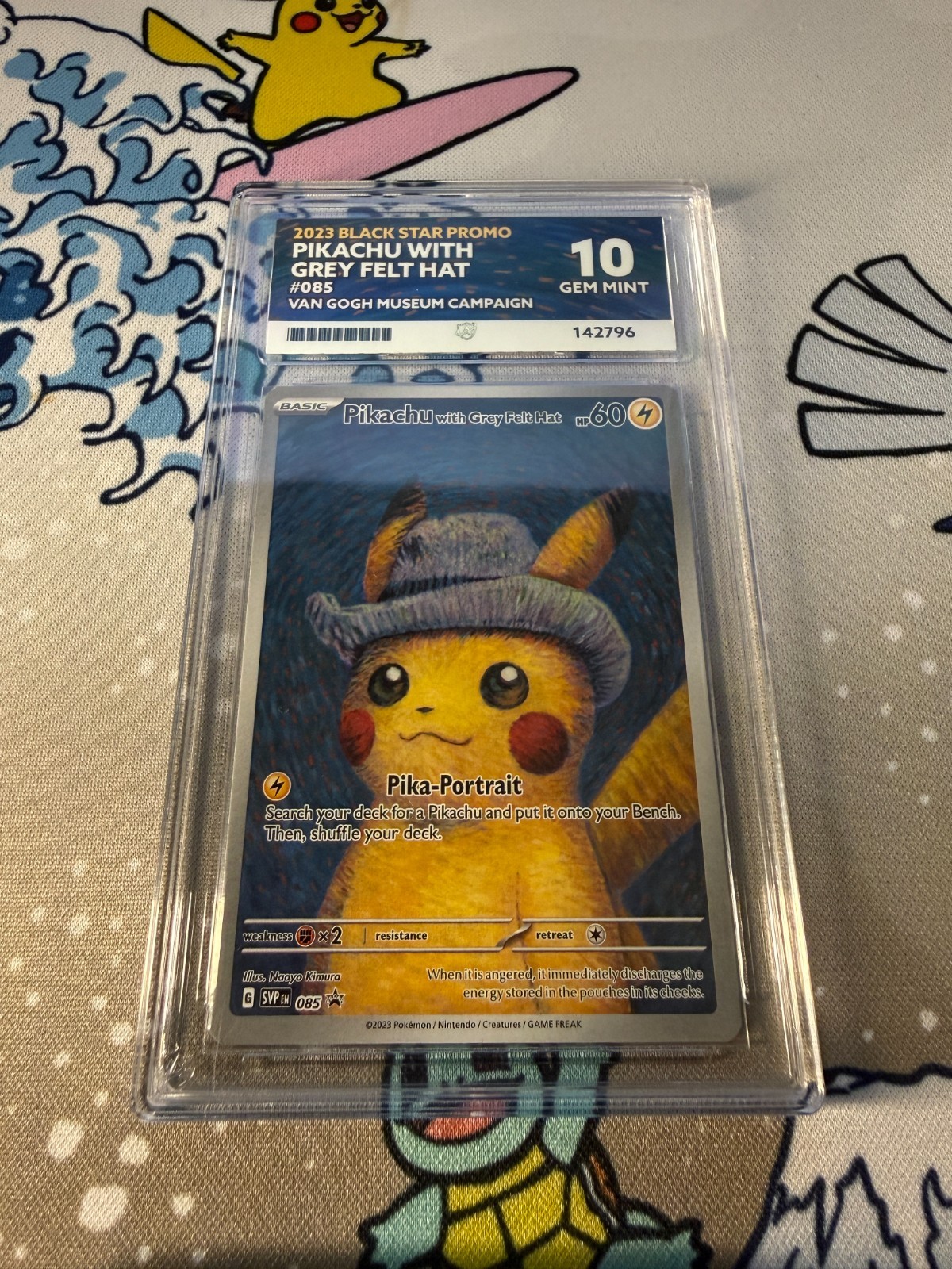 Pikachu With Grey Felt Hat 085 Van Gogh Museum Promo ACE 10 Gem Mint Pokémon Pikachu With Grey Felt Hat 085 Van Gogh Museum Promo ACE 10 Gem Mint Pokémon
