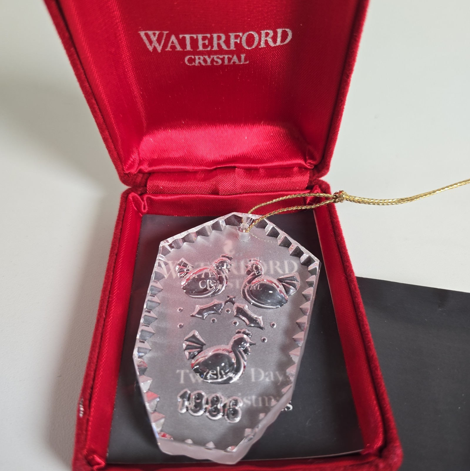 1986 Waterford Crystal Partridge Pear Tree 12 Days Christmas Ornament w/Box 1986 Waterford Crystal Partridge Pear Tree 12 Days Christmas Ornament w/Box