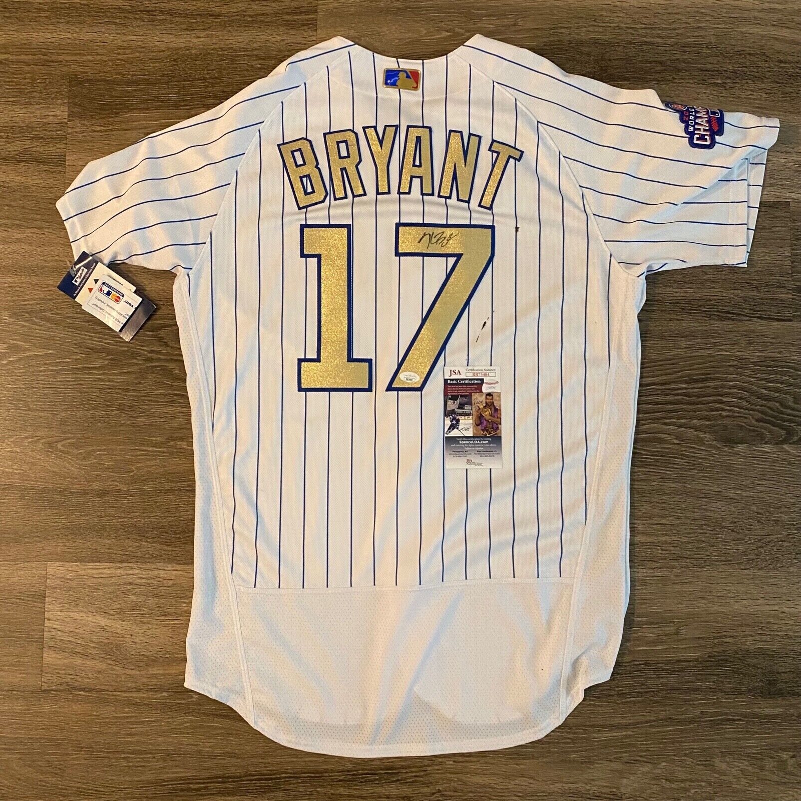KRIS BRYANT Signed Autographed Chicago Cubs World Series Ring Jersey WSC JSA COA