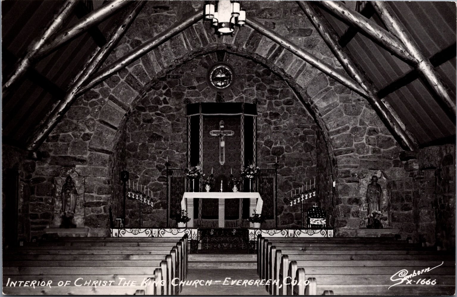 1951 Christ the King Church Interior Evergreen CO RPPC Postcard Sanborn 1951 Christ the King Church Interior Evergreen CO RPPC Postcard Sanborn