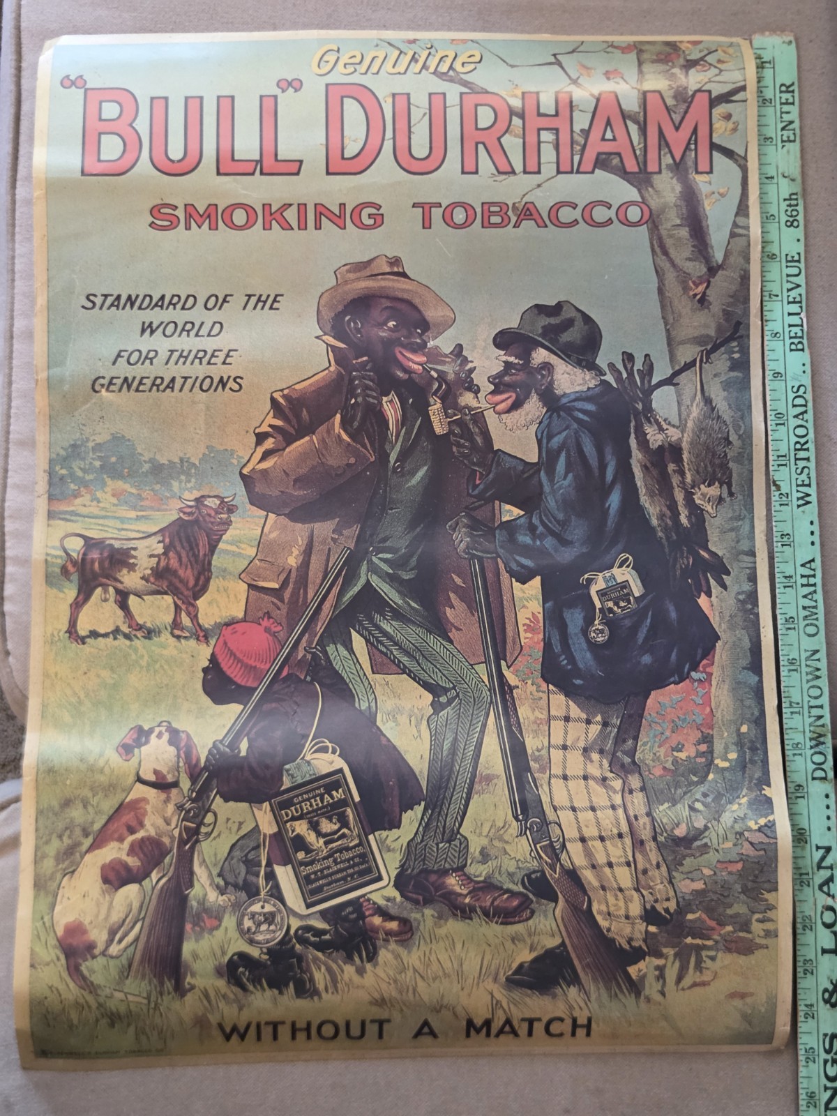 Vintage Bull Durham Without a Match Tobacco Advertising Poster 18x25 Vintage Bull Durham Without a Match Tobacco Advertising Poster 18x25
